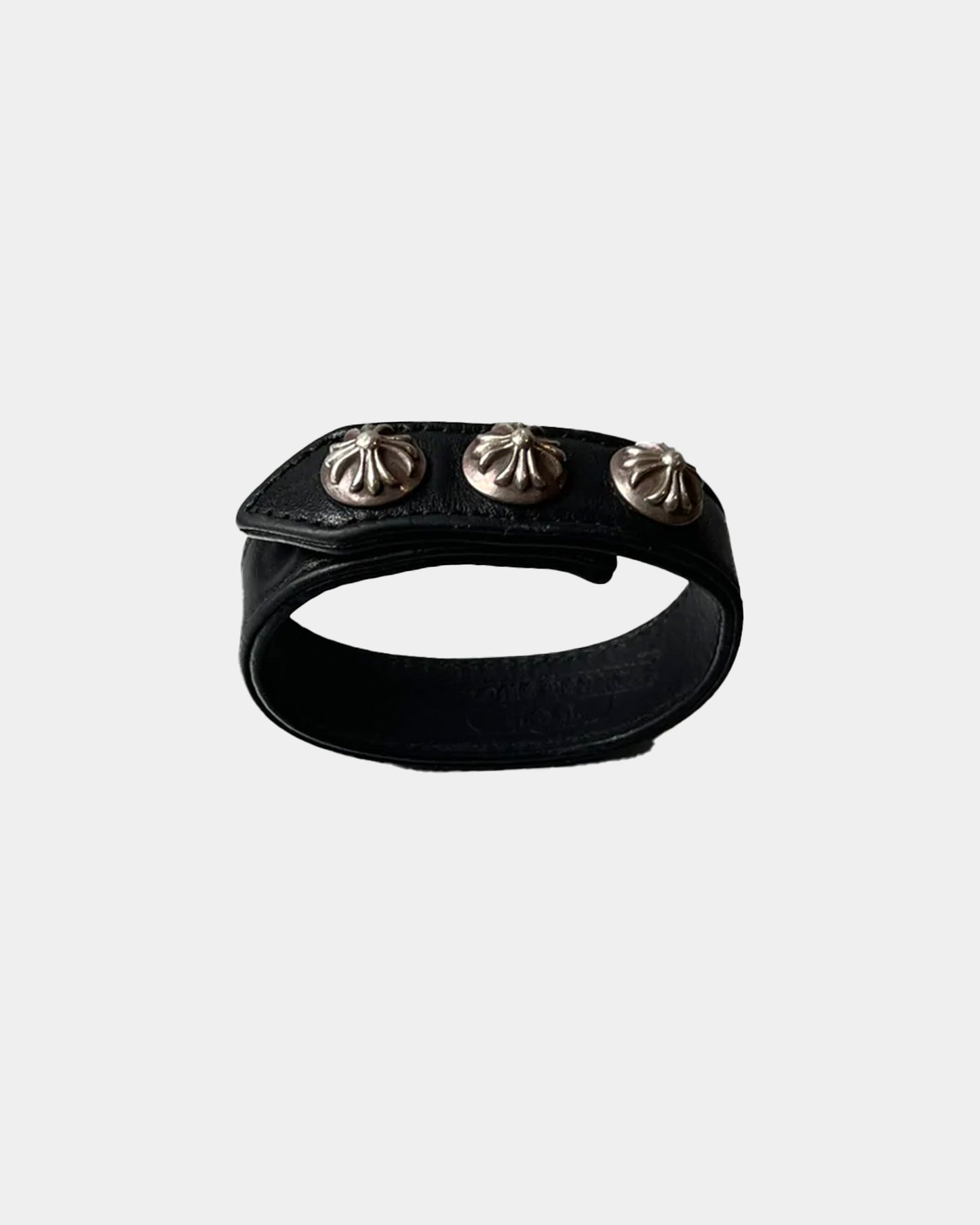Chrome Hearts Leather Silver Stud Adjustable Bracelet
