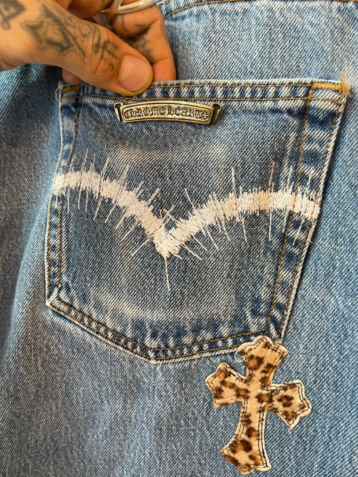 Chrome Hearts OFFSET PERSONAL LEOPARD Cross Jeans