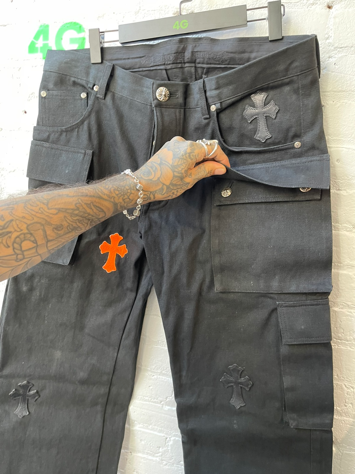 Chrome Hearts Distressed Cross Jeans - ShopperBoard