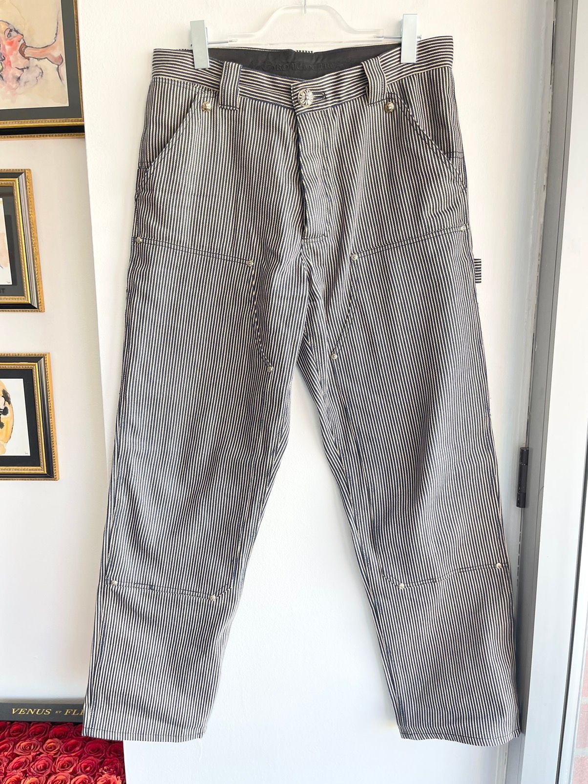Chrome Hearts Striped Seersucker Carpenter Work Pants jeans