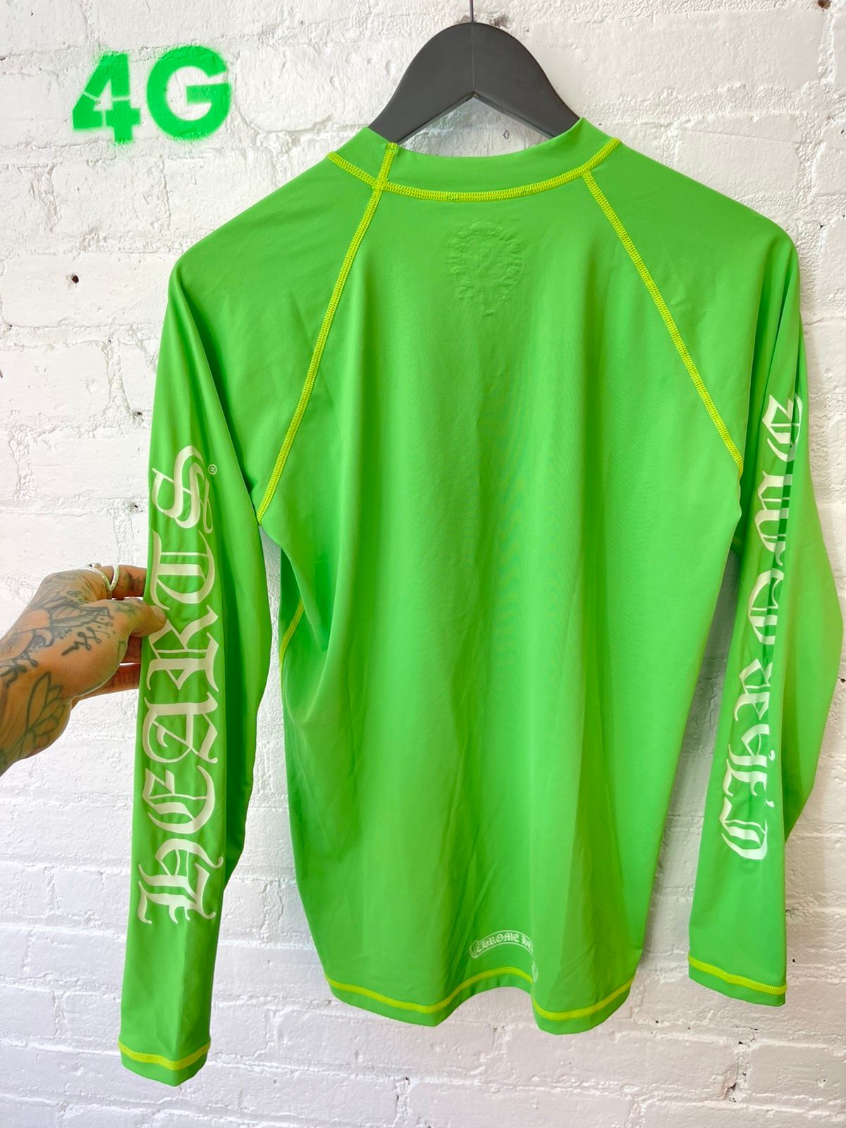Chrome Hearts Lime Green Athletic Stretch Rash Guard Shirt