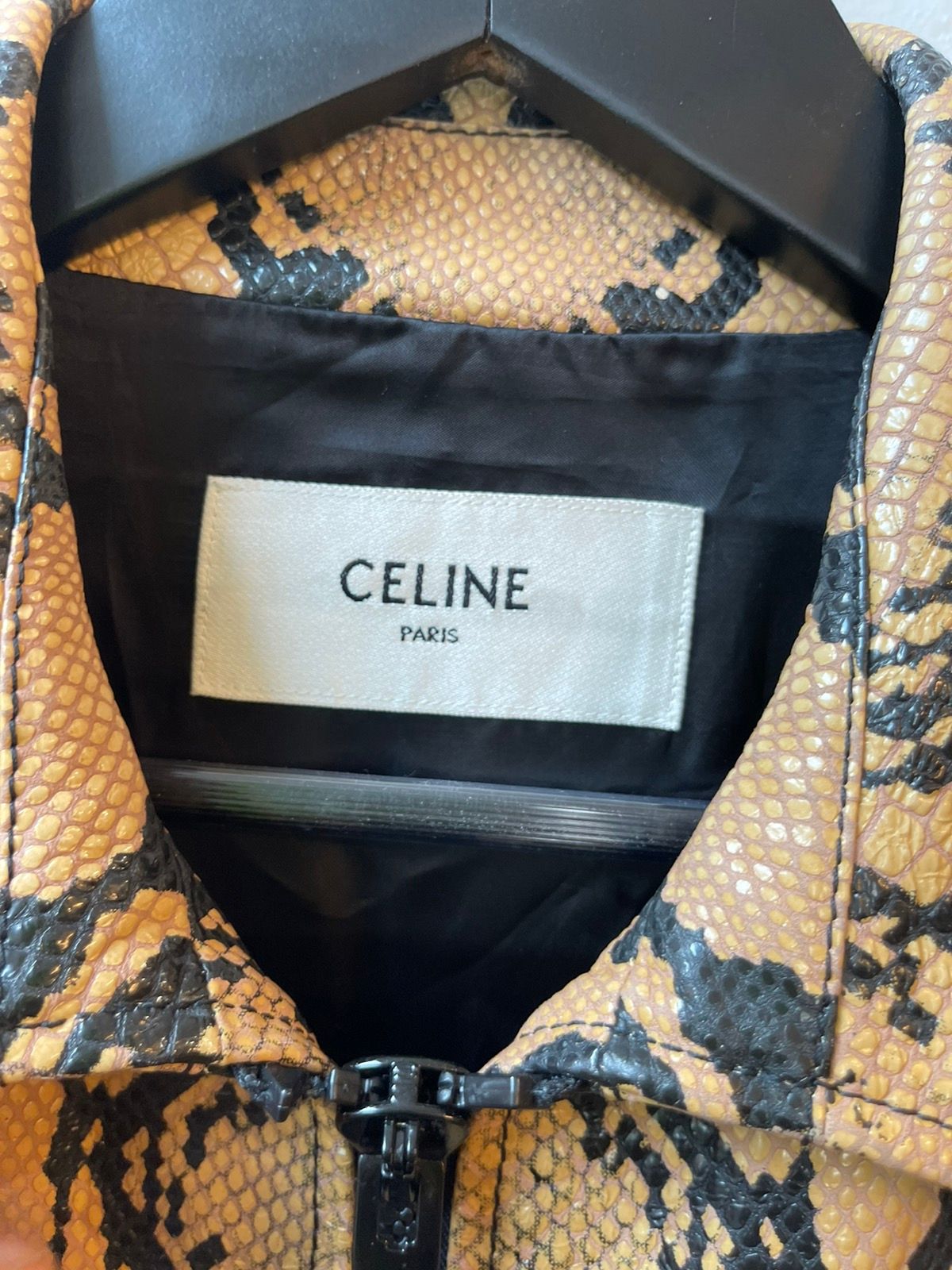 Celine SS20 RUNWAY PYTHON Embossed Bomber Leather Jacket
