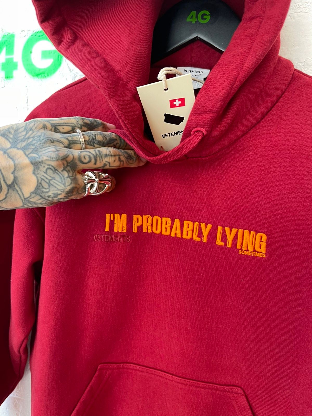 Vetements NEW ' MY BOYFRIEND IS VAMPIRE ' LYING Hoodie XS S