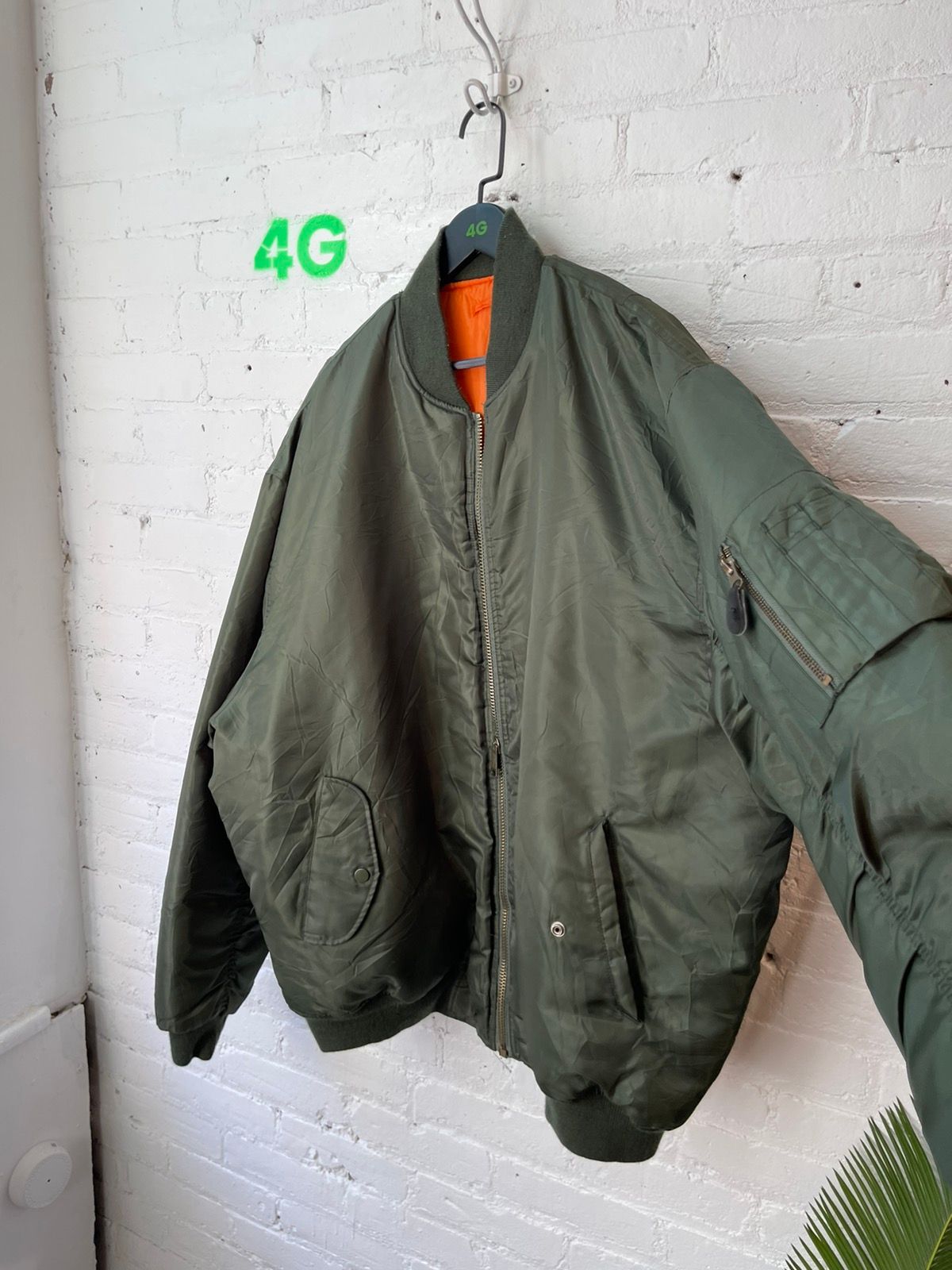 Vintage Army Green Bomber Jacket Oversized XXL