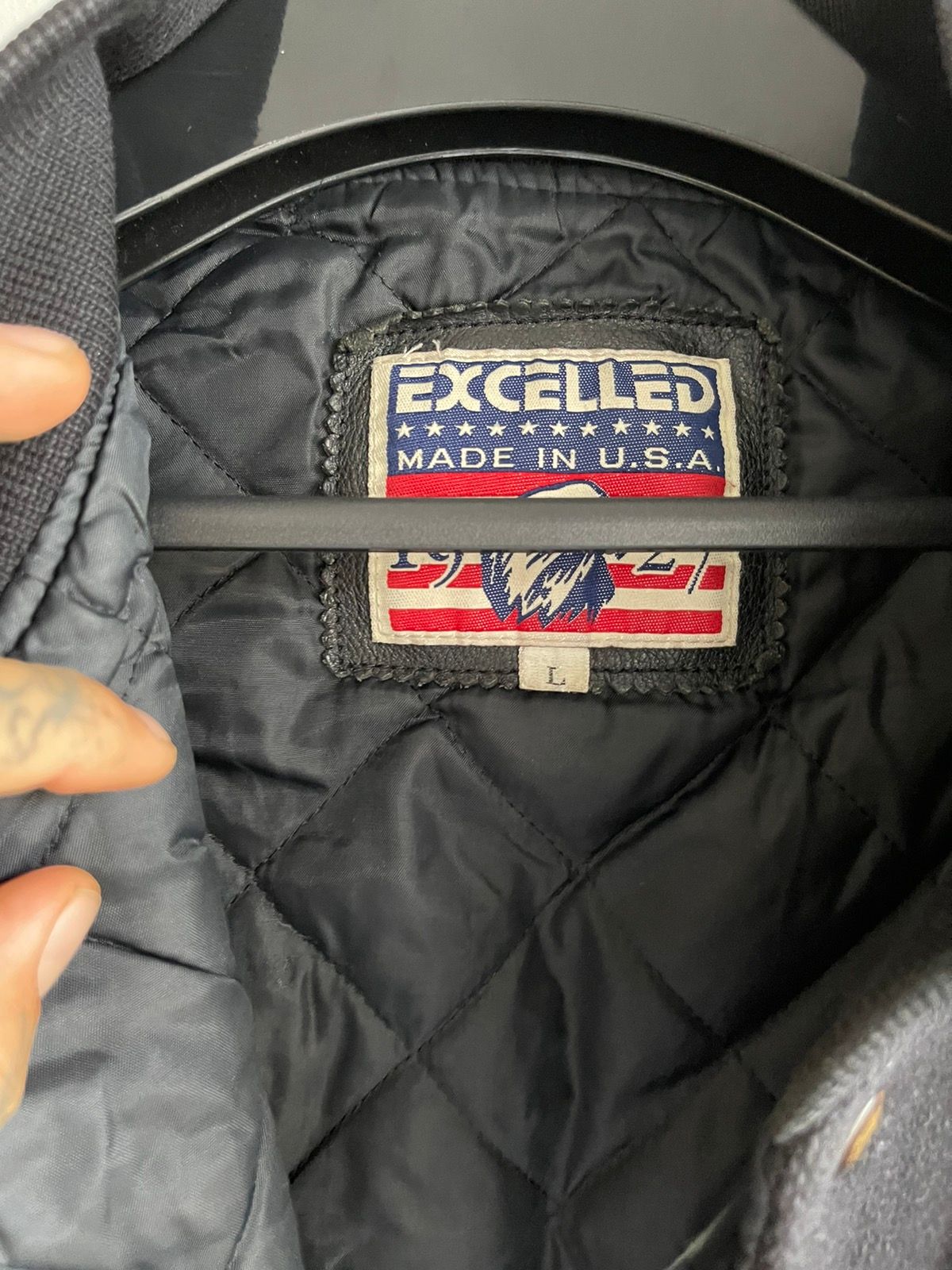 Vintage 90s Thrashed YING YANG Leather Varsity Bomber Jacket