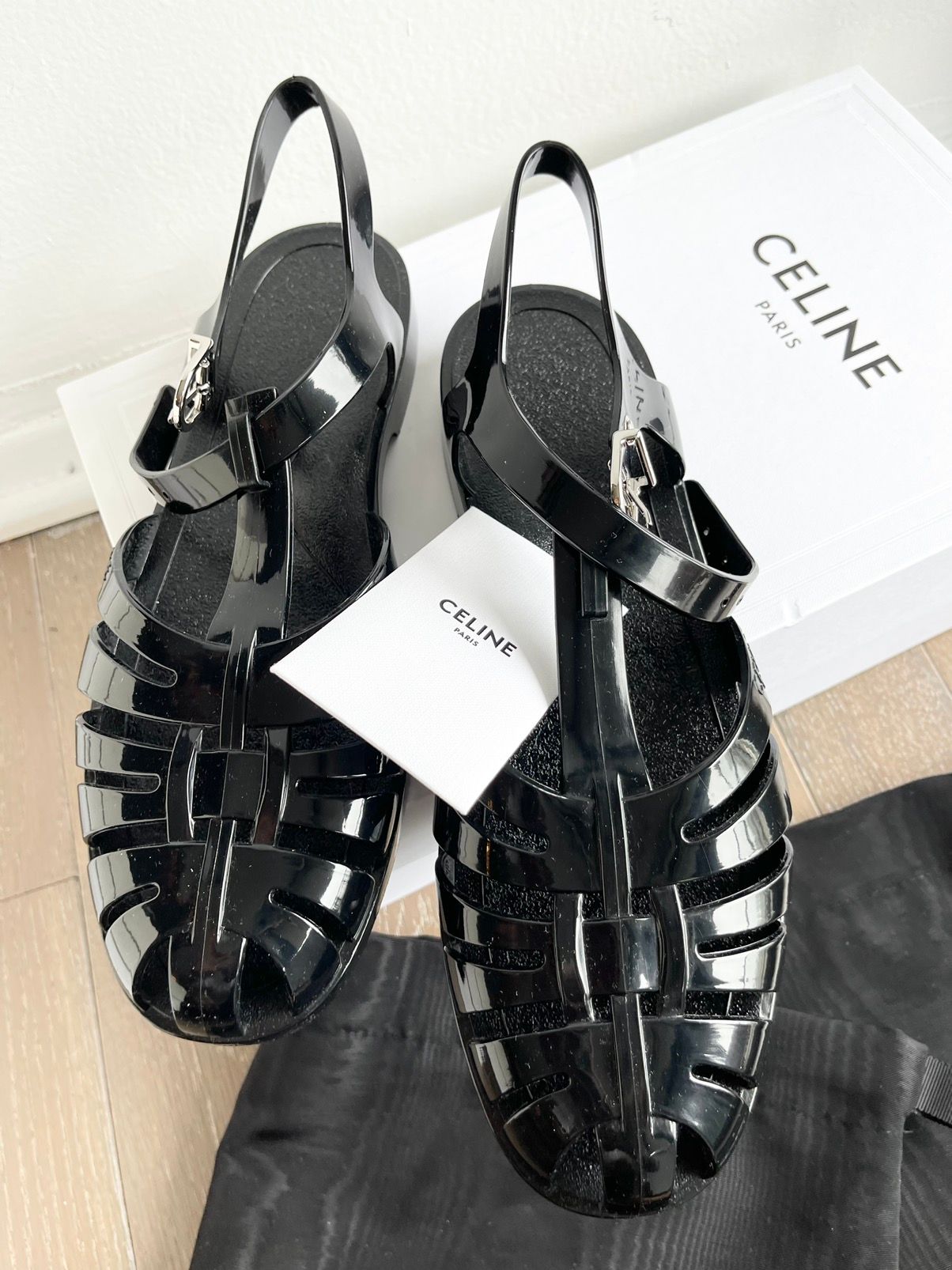 Celine RUNWAY SS20 Sandals Black Jelly Shoes EU44 – 4GSELLER-NY