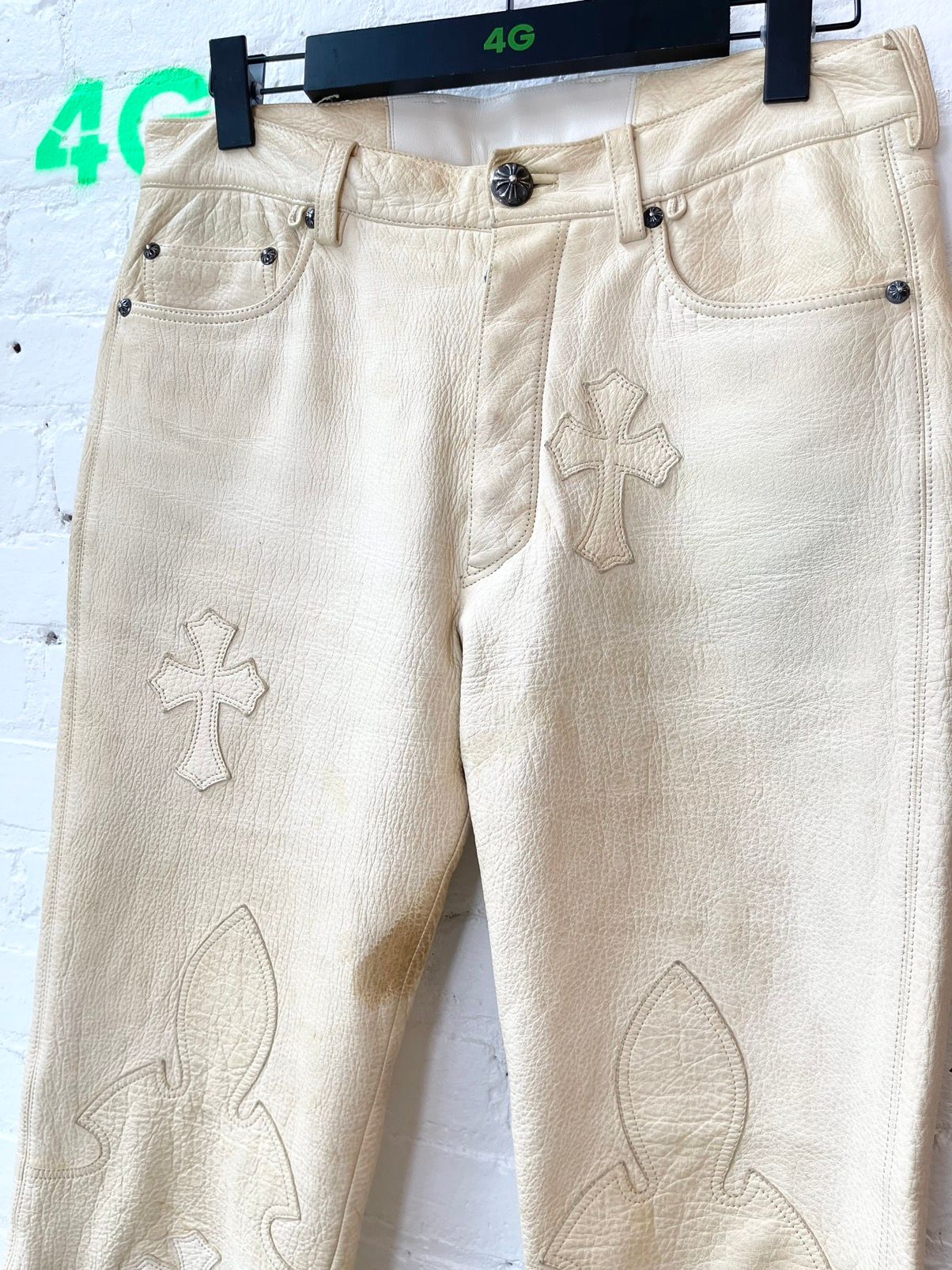 Chrome Hearts BLOODY OSIRIS Leather Cross Jeans Pants