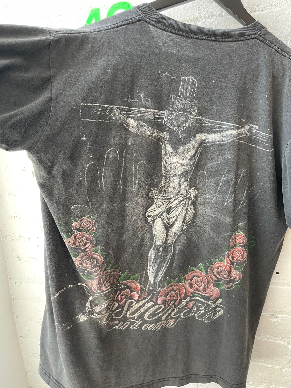 Vintage THRASHED Faded Rose Religion God Cross Jesus Shirt