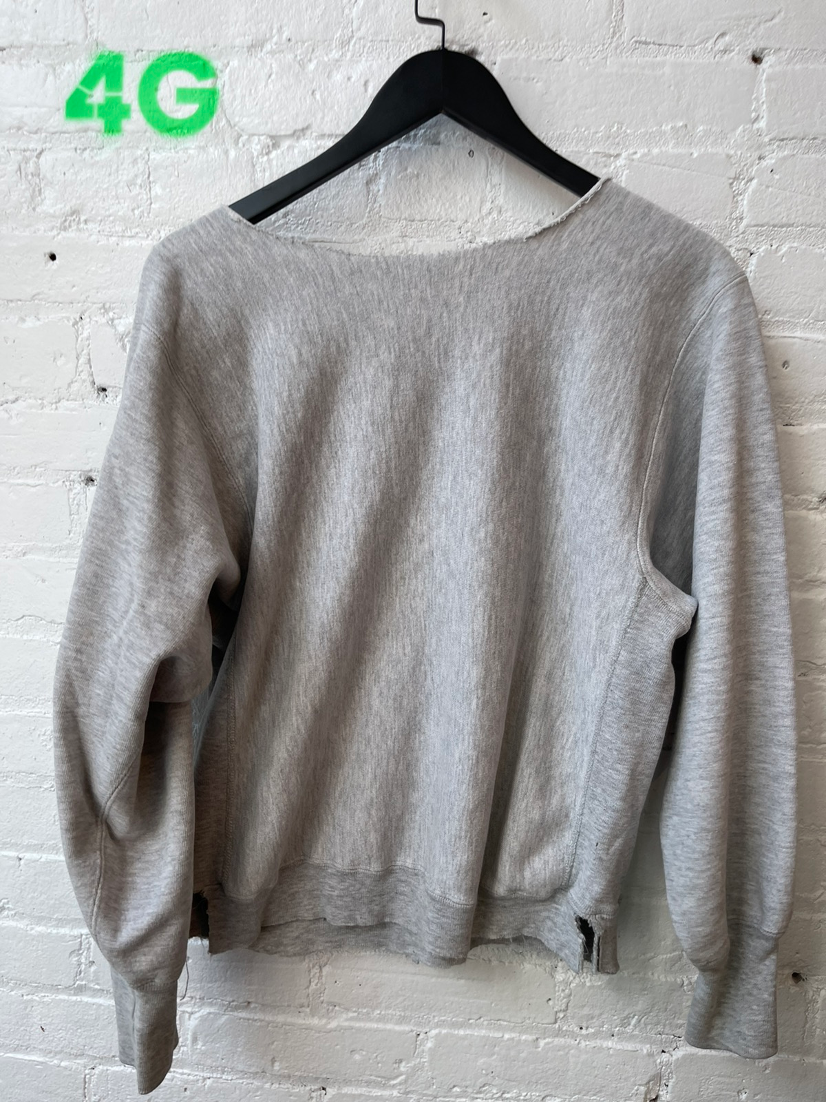 Vintage THRASHED BLANK Sweater Cut Deep Neck Medium