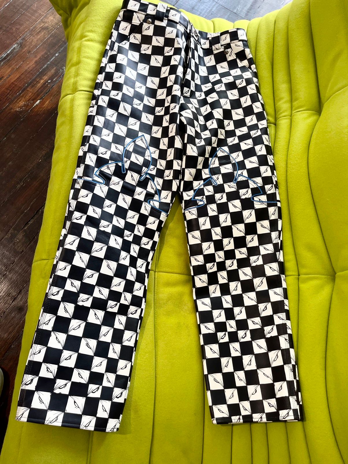 Chrome Hearts OFFSET CUSTOM 1/1 CHECKERED LEATHER JEANS
