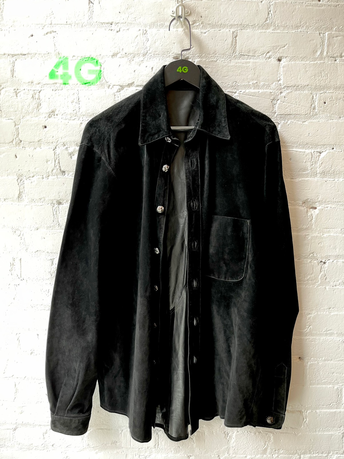 Chrome Hearts Black Suede Leather Jacket Shirt XL 4Gseller – 4GSELLER-NY