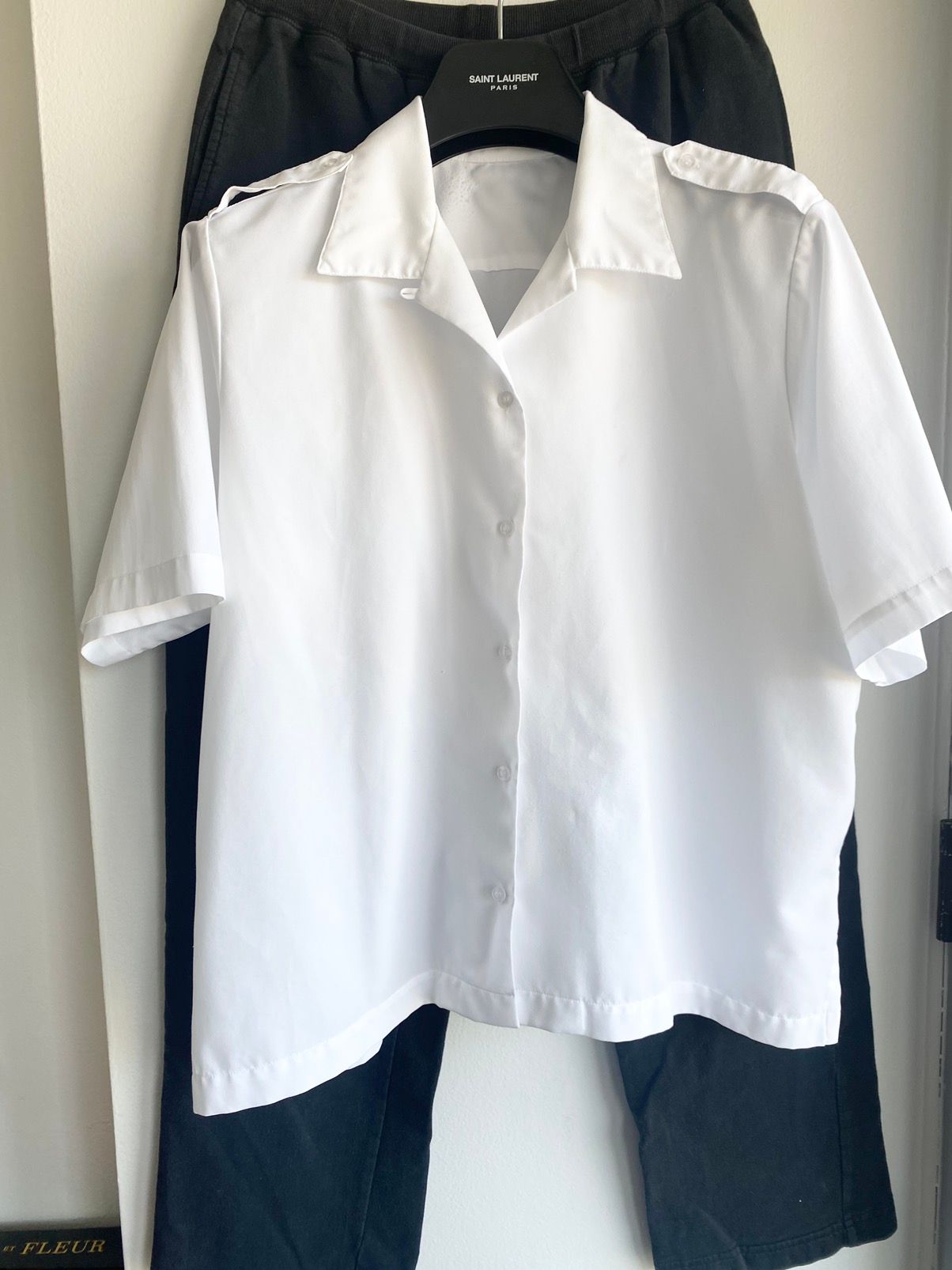 VINTAGE White Satin Shirt Boxy Camp Collar Button Up Summer