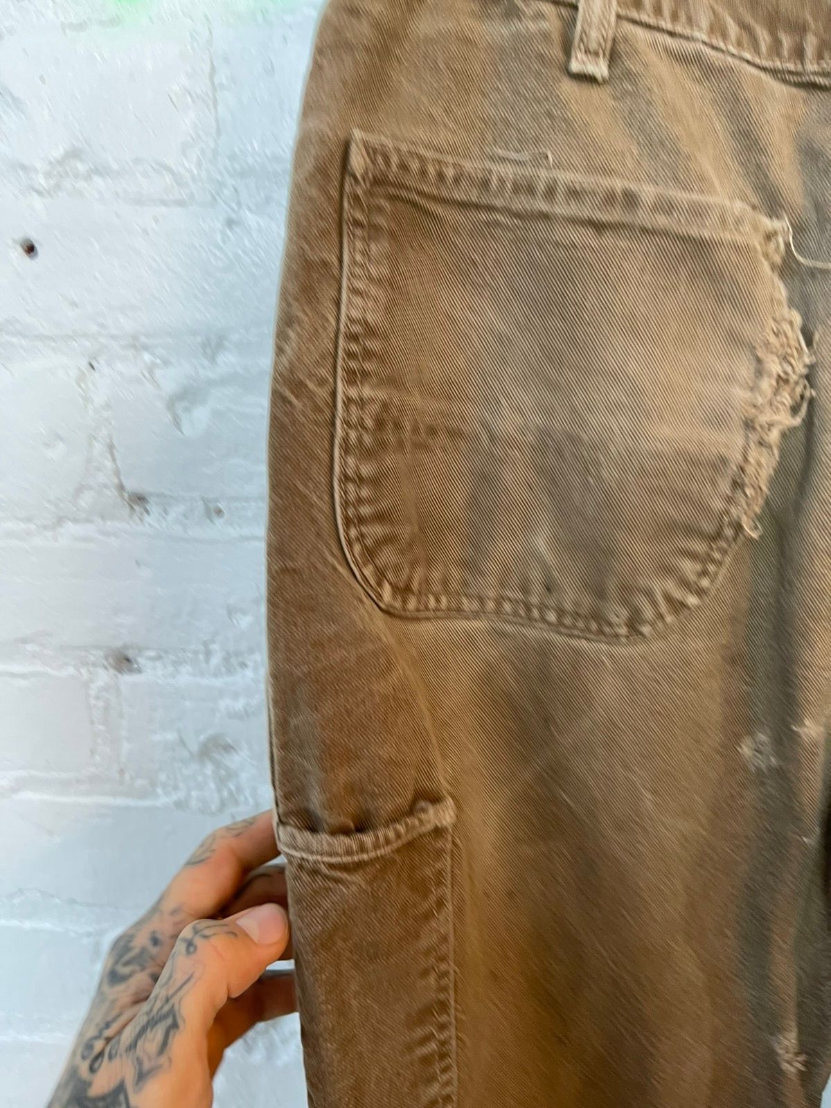 Vintage THRASHED Carhartt Pants Jeans Deep Tan US 32 -34