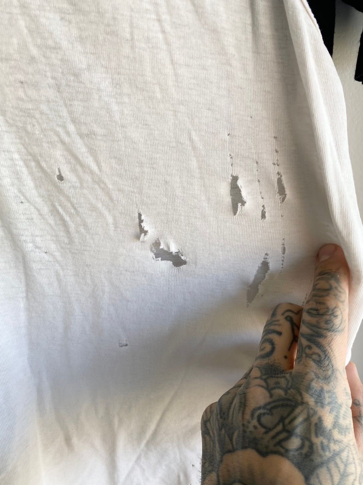VINTAGE 90s THRASHED Blank White Tank Top Sleeveless Shirt