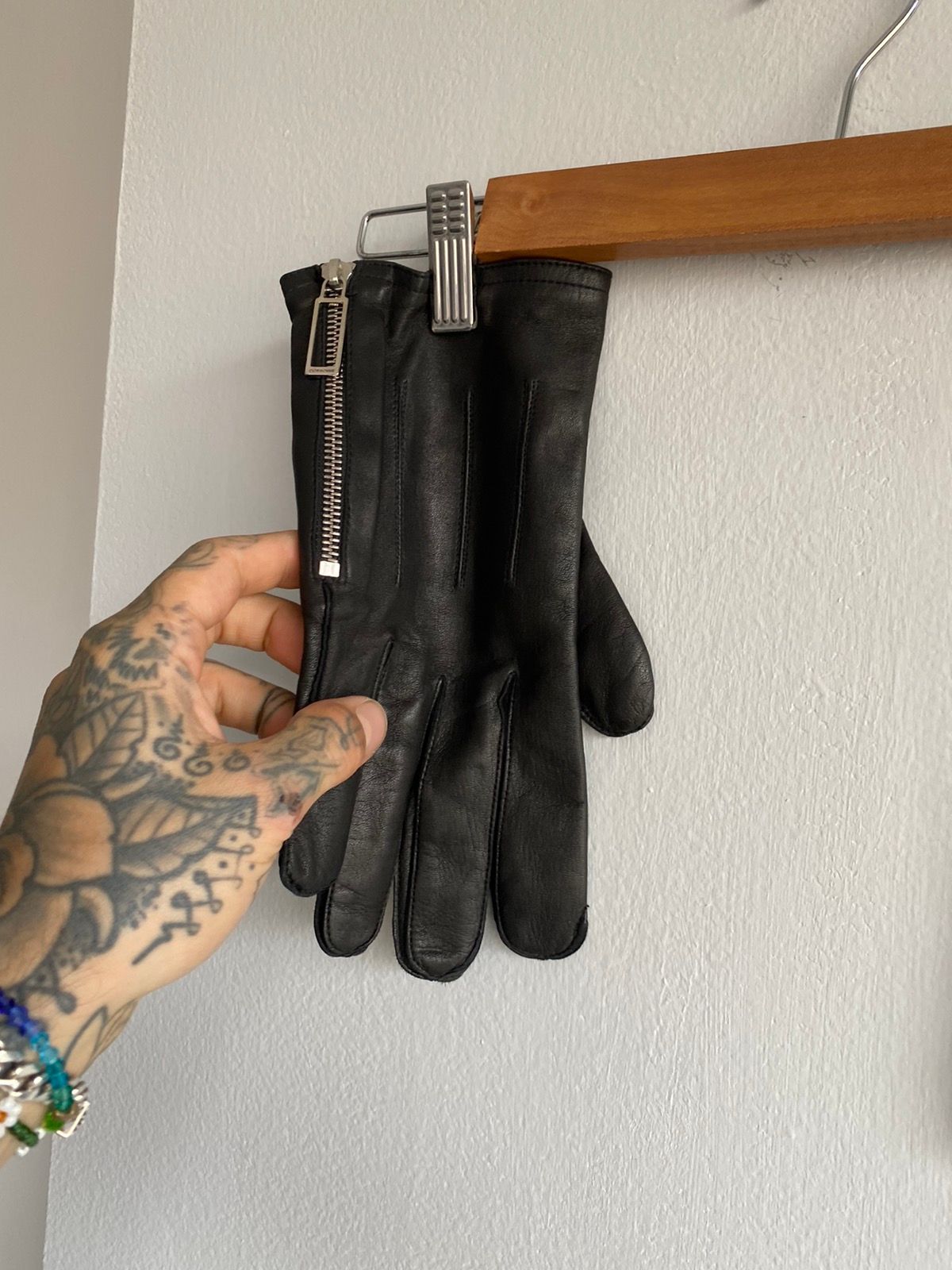 Dior Homme NEW Black Leather & Silk Gloves $2000
