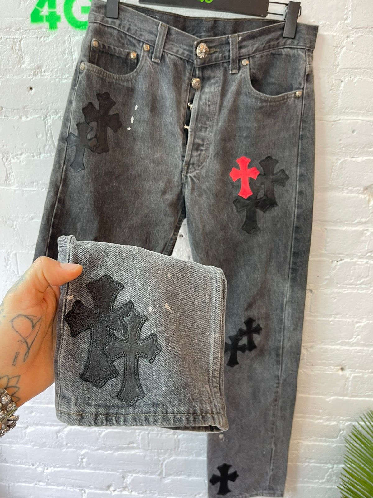 Chrome Hearts OFFSET PERSONAL CROSS PATCH JEANS