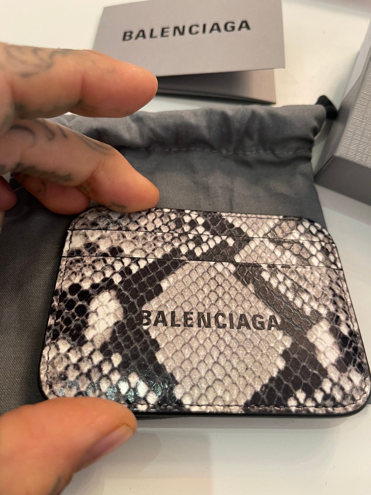 Balenciaga PYTHON SNAKE PRINT LEATHER Card Wallet NEW