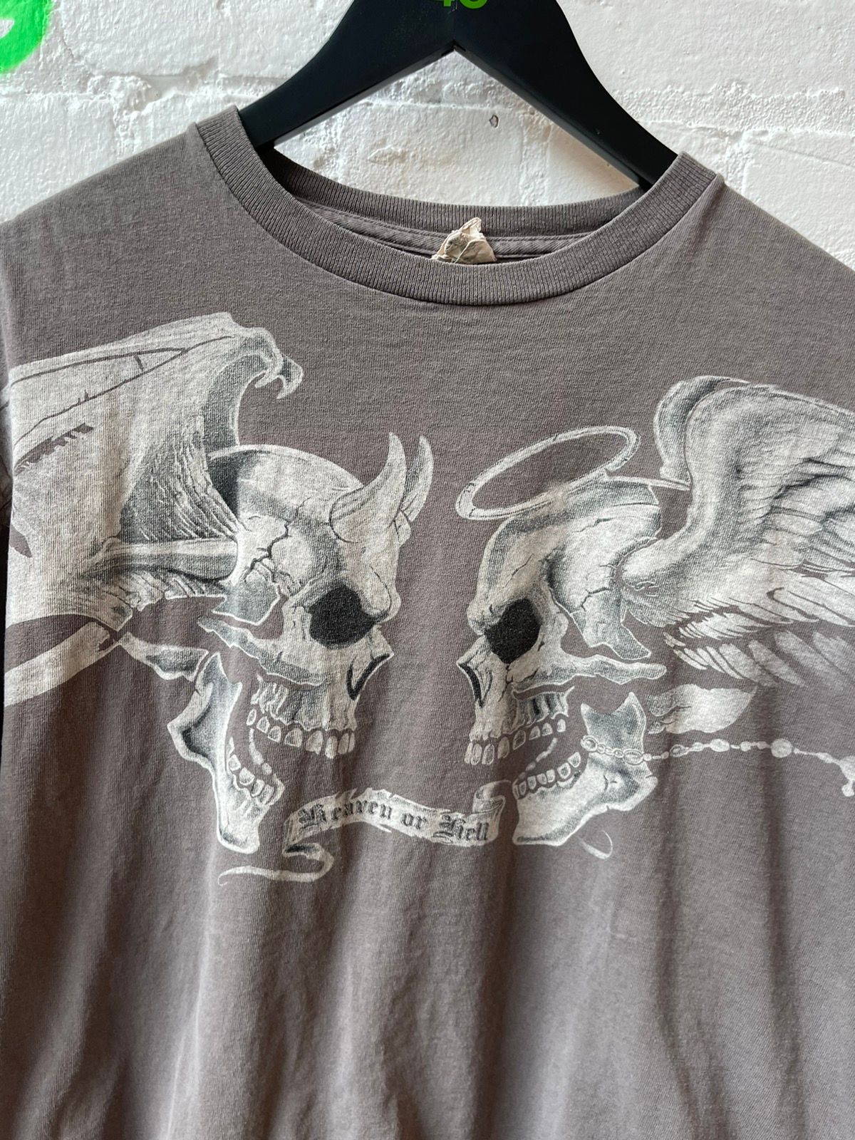 Vintage 90s HEAVEN or HELL Skull Angel Shirt Boxy Thrashed