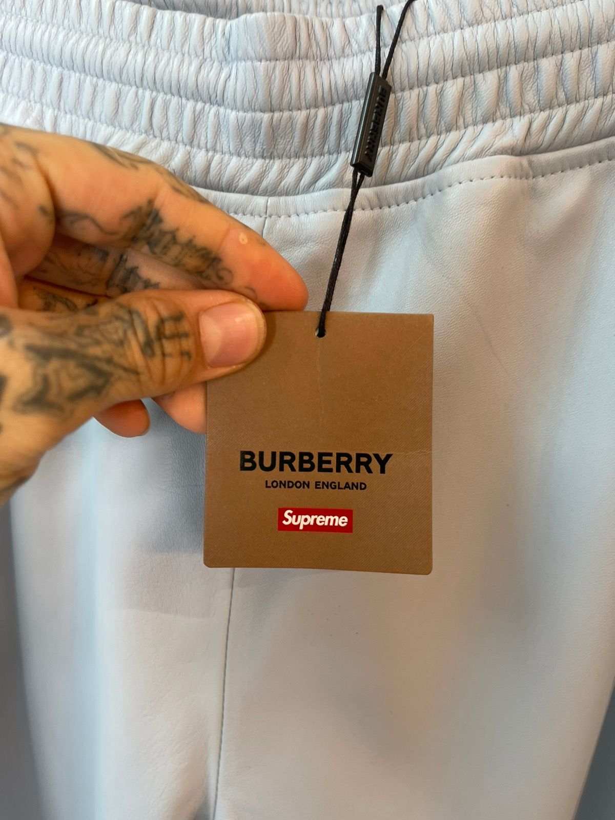 BURBERRY x SUPREME 100% LEATHER Jogger Track Pants NEW XL
