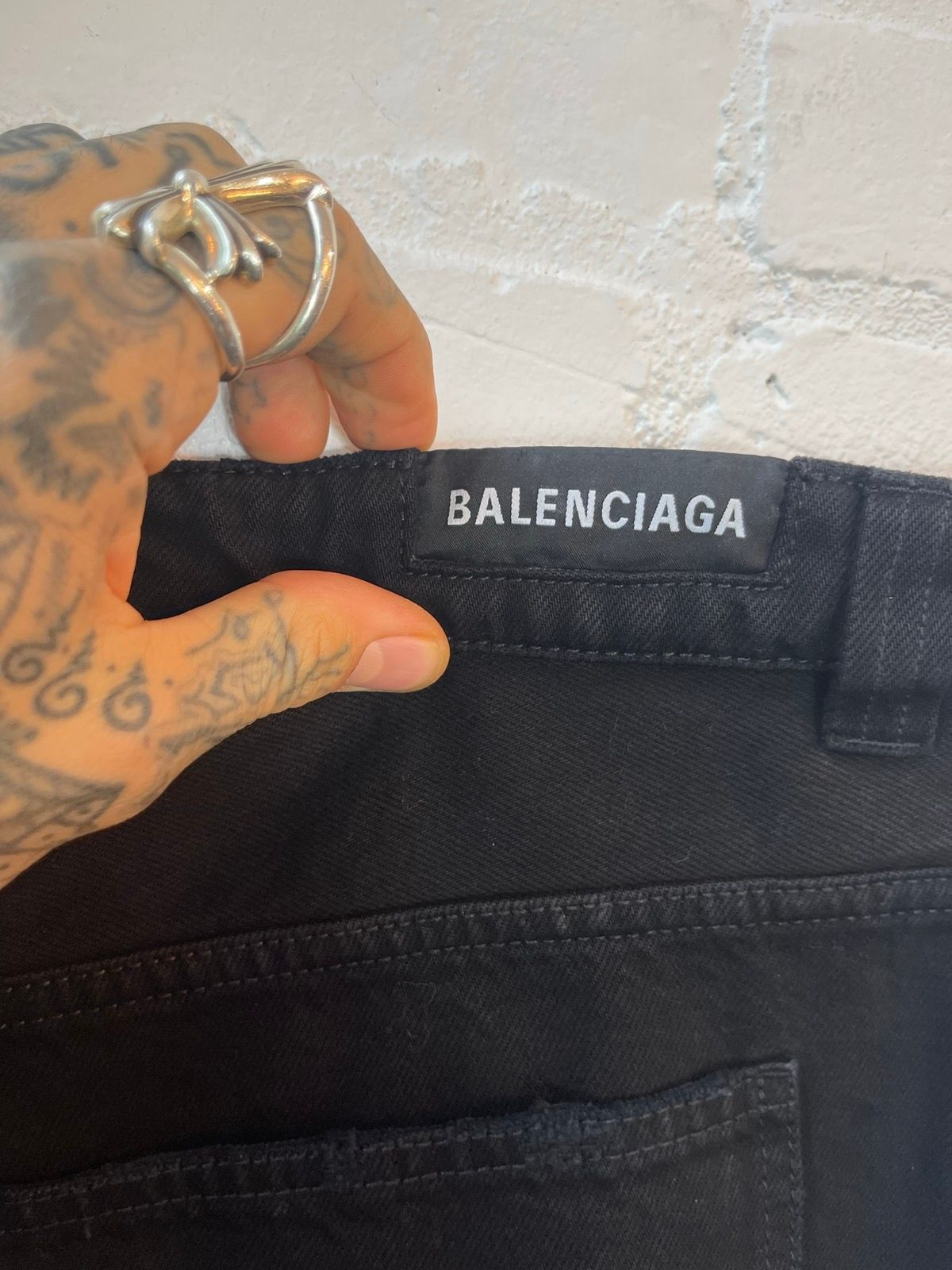 Balenciaga NEW DENIM Black LONG JORTS SHORTS 33-36 LARGE