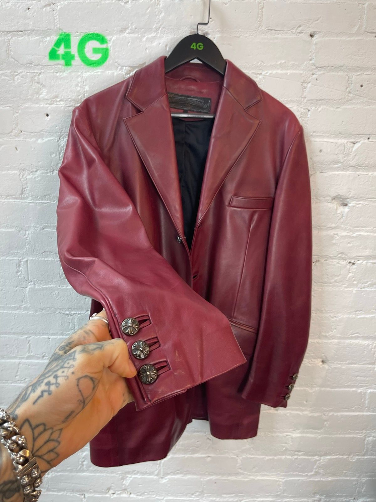 Chrome Hearts OxBlood Red Leather Blazer Jacket M