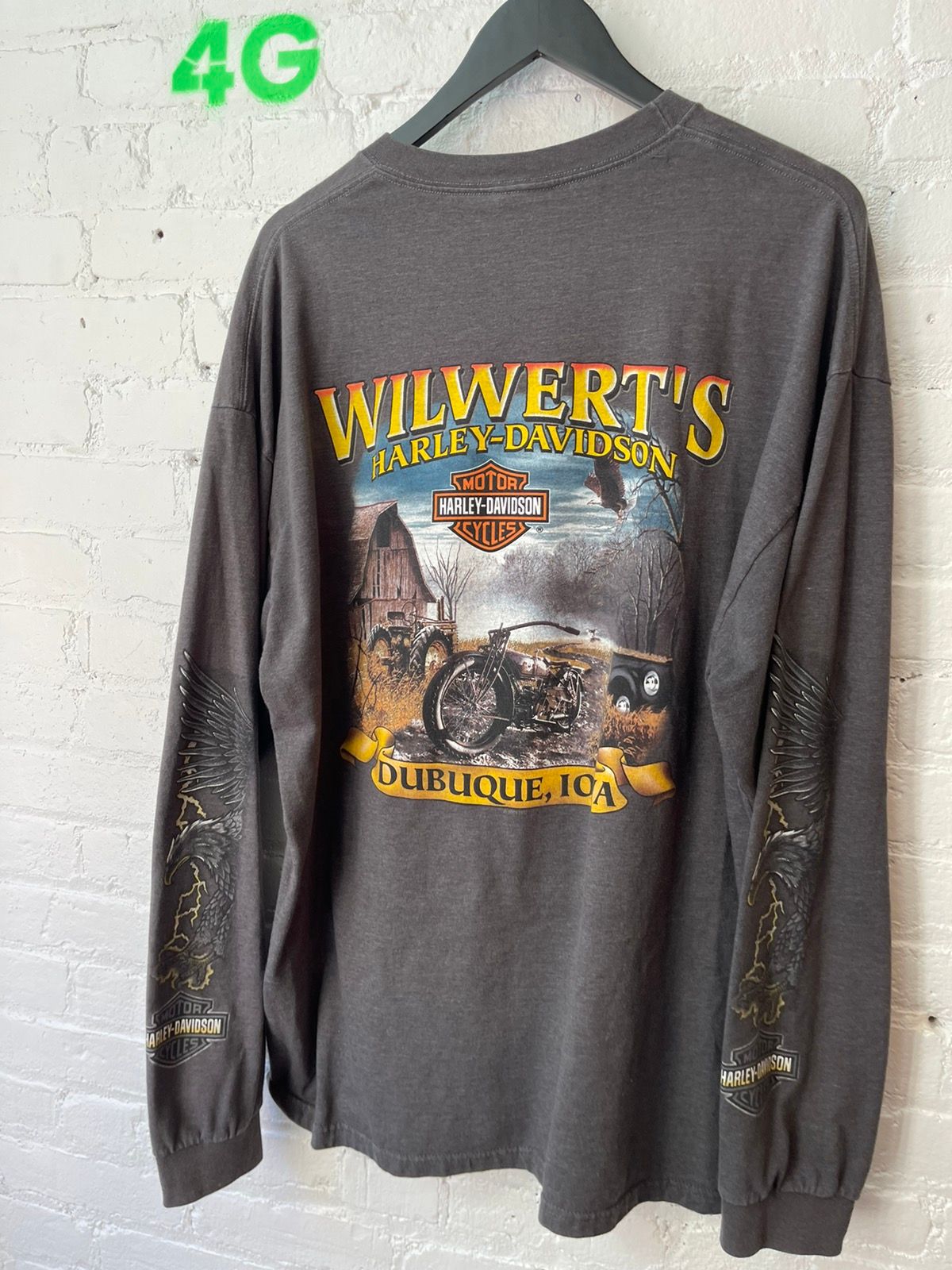 Vintage Harley Davidson Eagle Thunder Lighting Sleeve Shirt