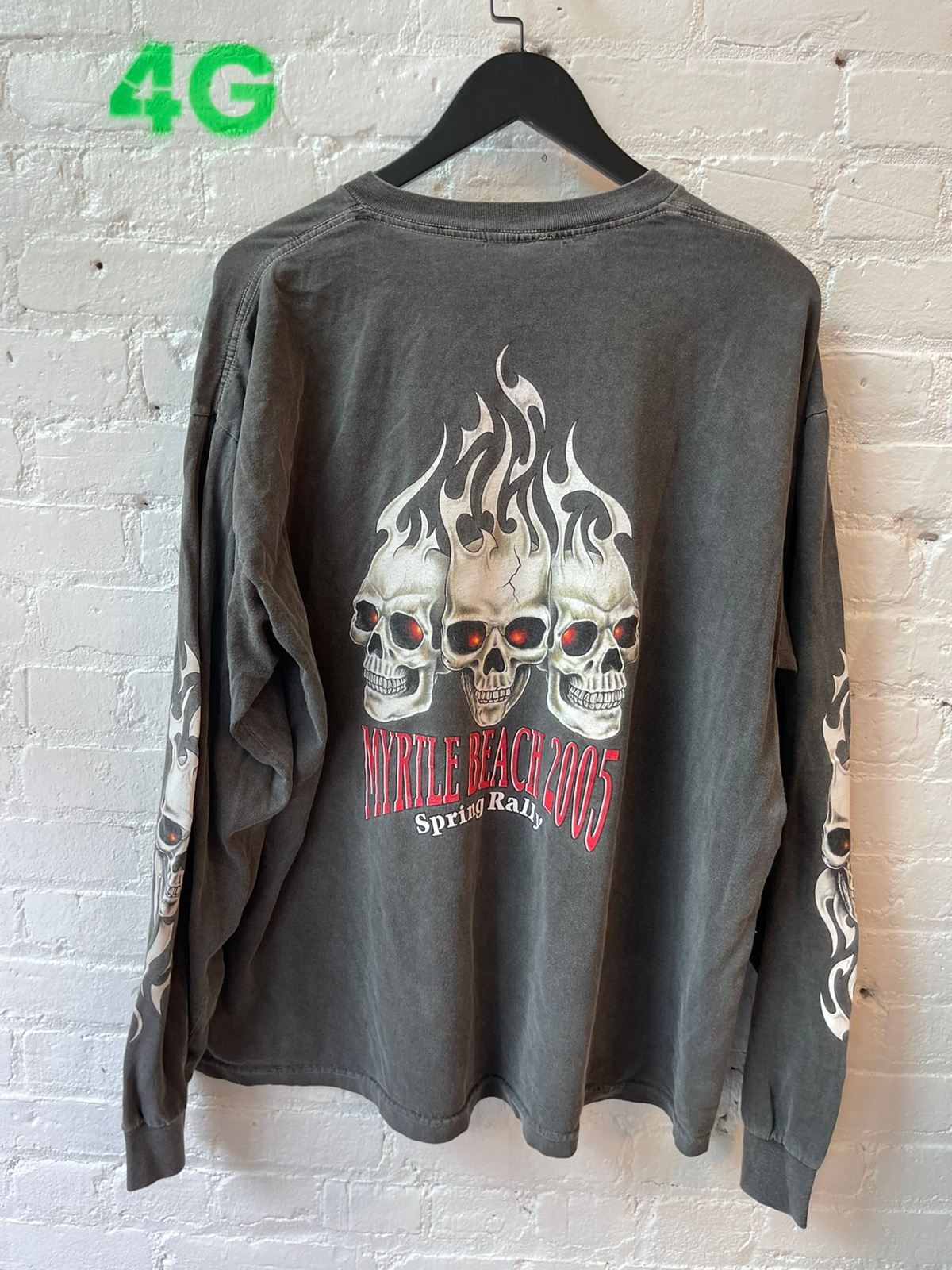 Vintage Skull Flames THRASHED Black Faded Shirt 4Gseller
