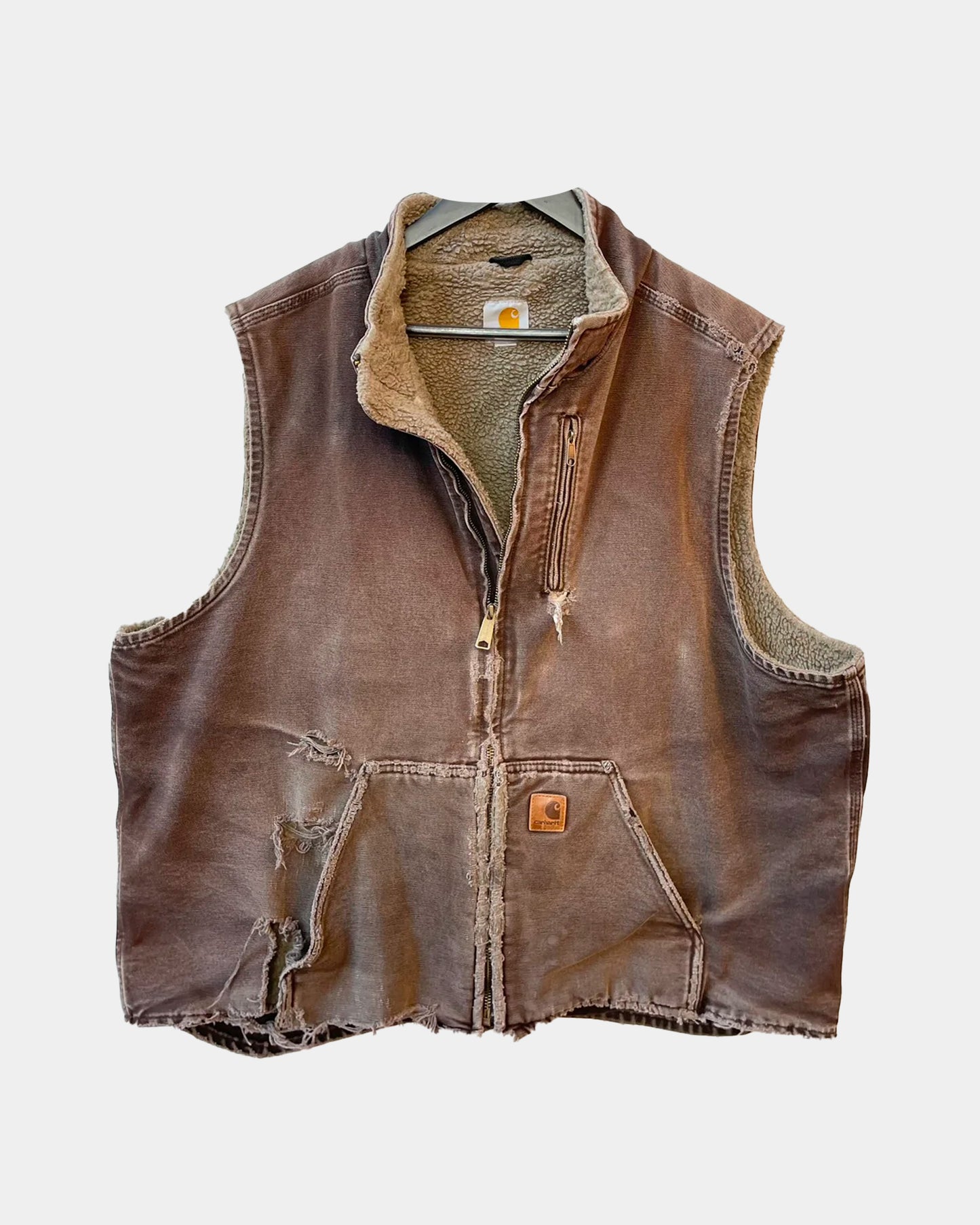 Vintage THRASHED Carhartt Shearling Lined Vest Oversize