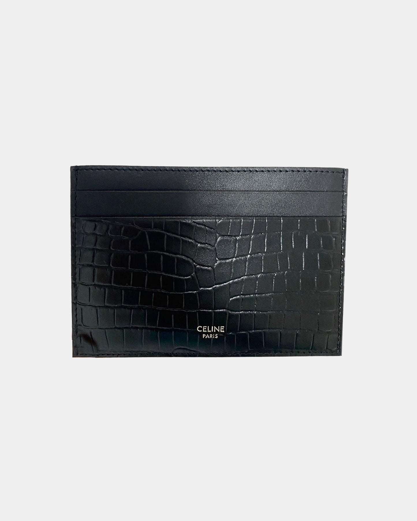 CELINE NEW FW19 Black Croc Card Wallet