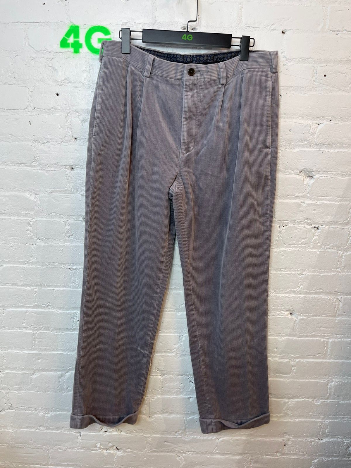 Vintage Light Lavender Thick Corduroy Pleated Pants Jeans