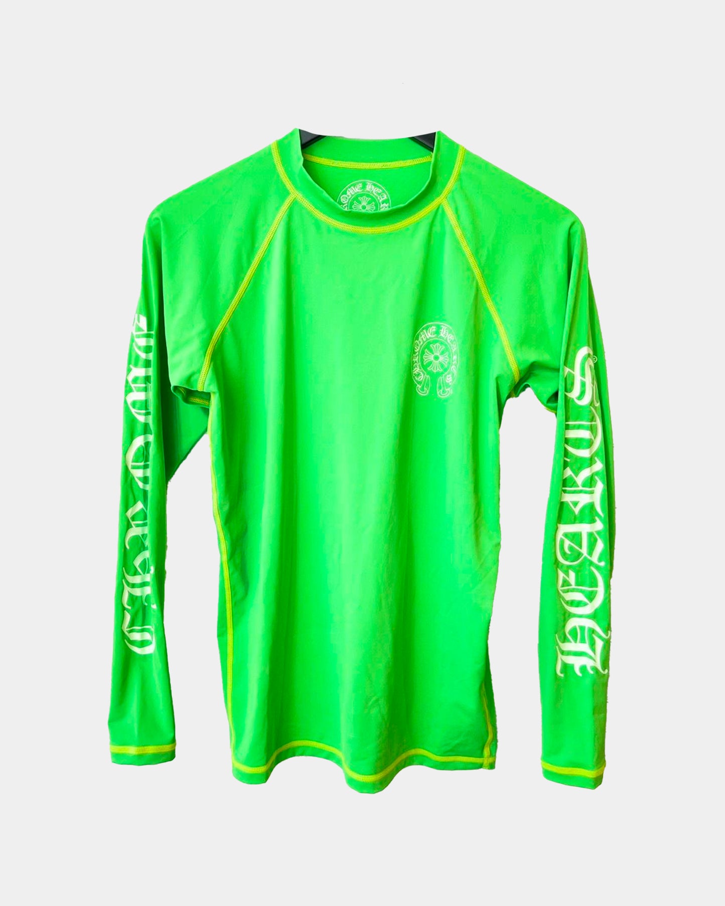 Chrome Hearts Lime Green Athletic Stretch Rash Guard Shirt