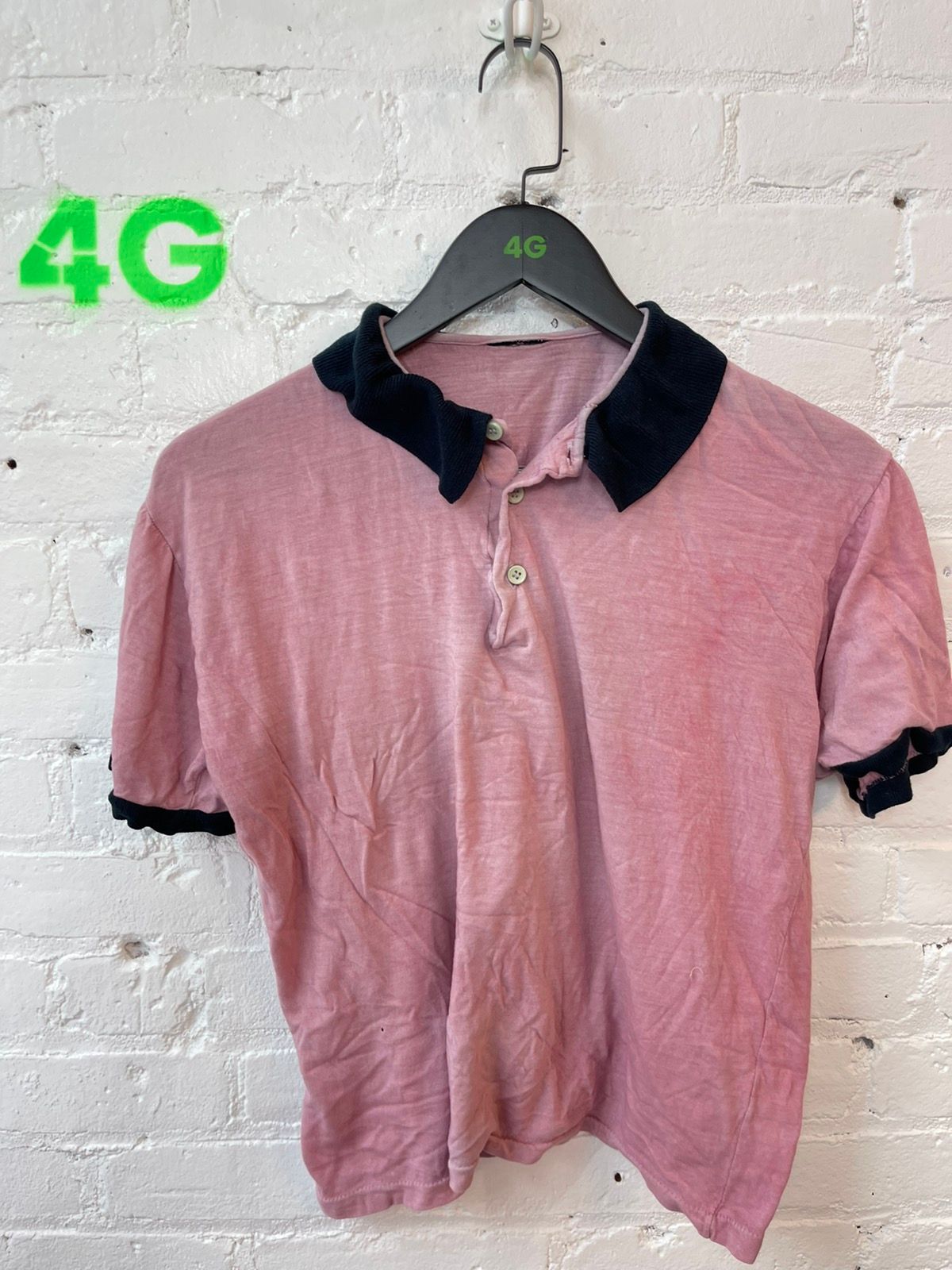 Vintage 90s Sun Faded Red Pink London Grunge Rock Polo Shirt