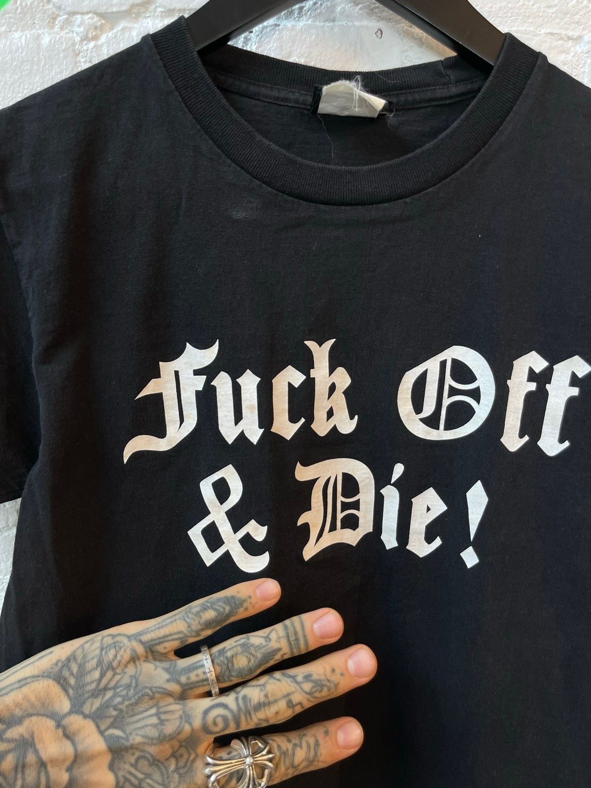 Vintage FUCK OFF & DIE Single Stitch Black Shirt INSANE