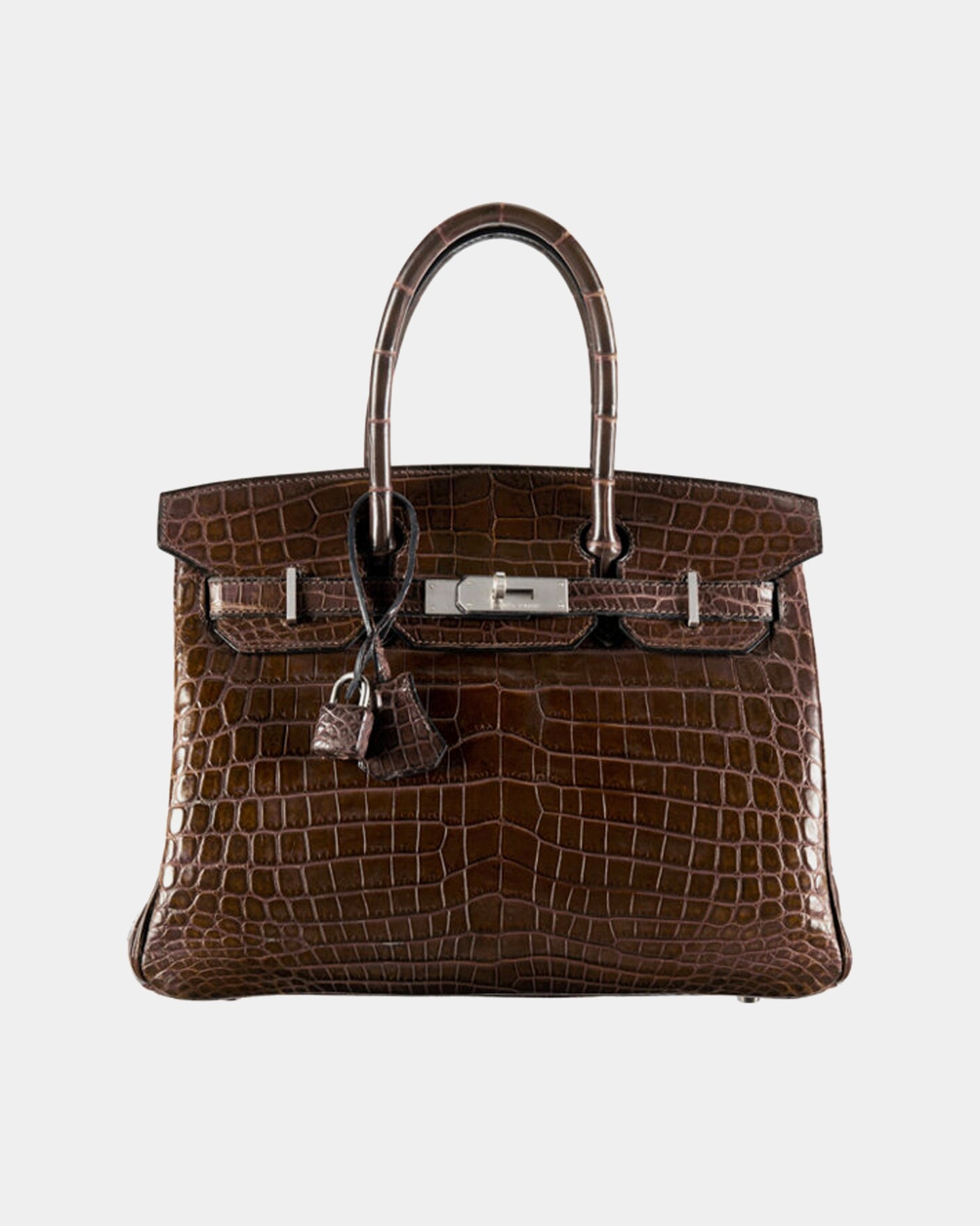 Hermès 30cm Matte Chocolate Niloticus Crocodile Birkin Bag with Brushed Palladium Hardware