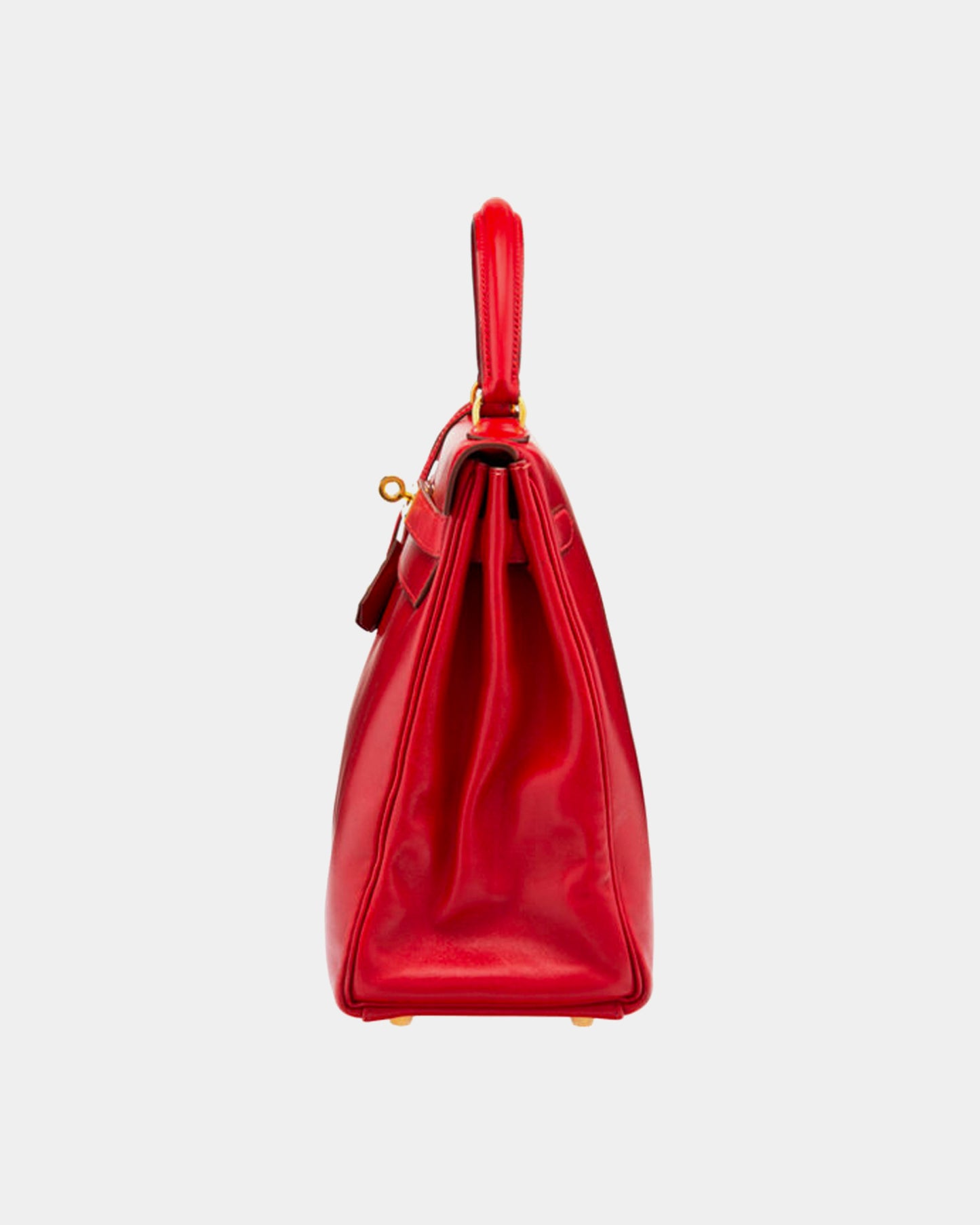 Hermès Vintage 1995 32cm Rouge Vif Tadelakt Leather Retourne Kelly Bag with Gold Hardware
