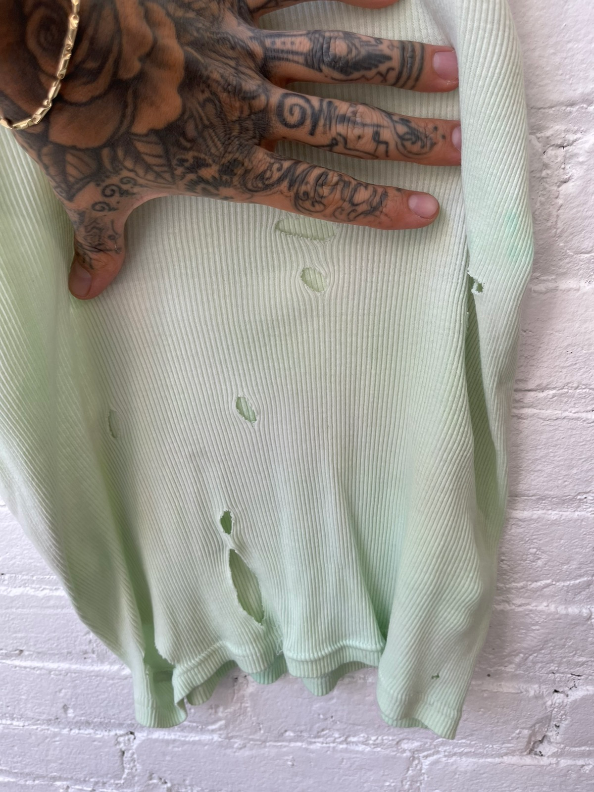 Vintage THRASHED Neon Lime Green Tanktop Shirt 4Gseller