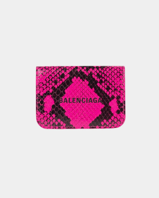Balenciaga PINK PYTHON PRINT LEATHER WALLET CARD HOLDER ZIP