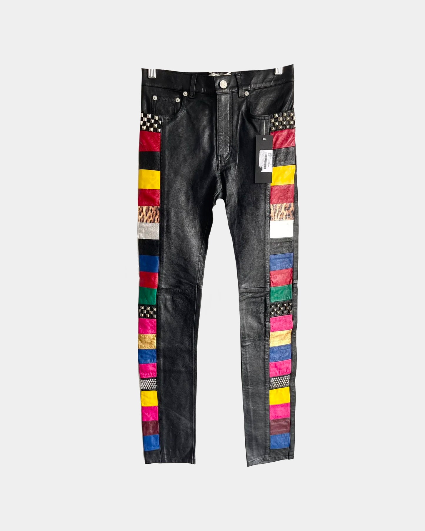 SLP SS16 1 of 1 Sample Proto PATCHWORK LEATHER PANTS JEANS