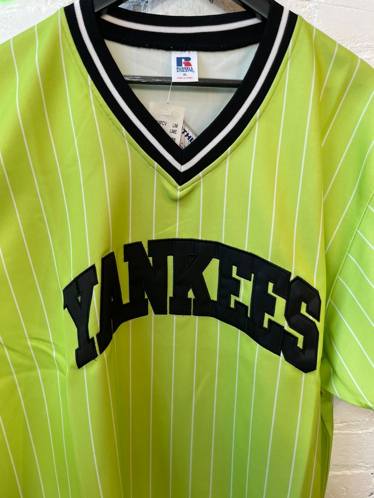 Vintage 90s NEW Lime Green New York Yankees Jersey Shirt