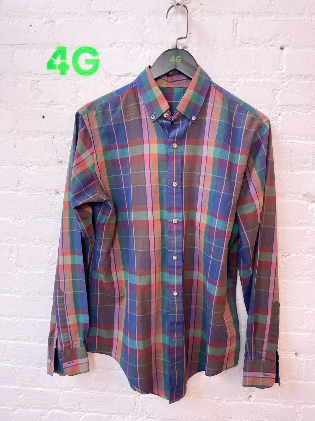 Vintage 90s Colorful Multi Plaid Skater Shirt Medium