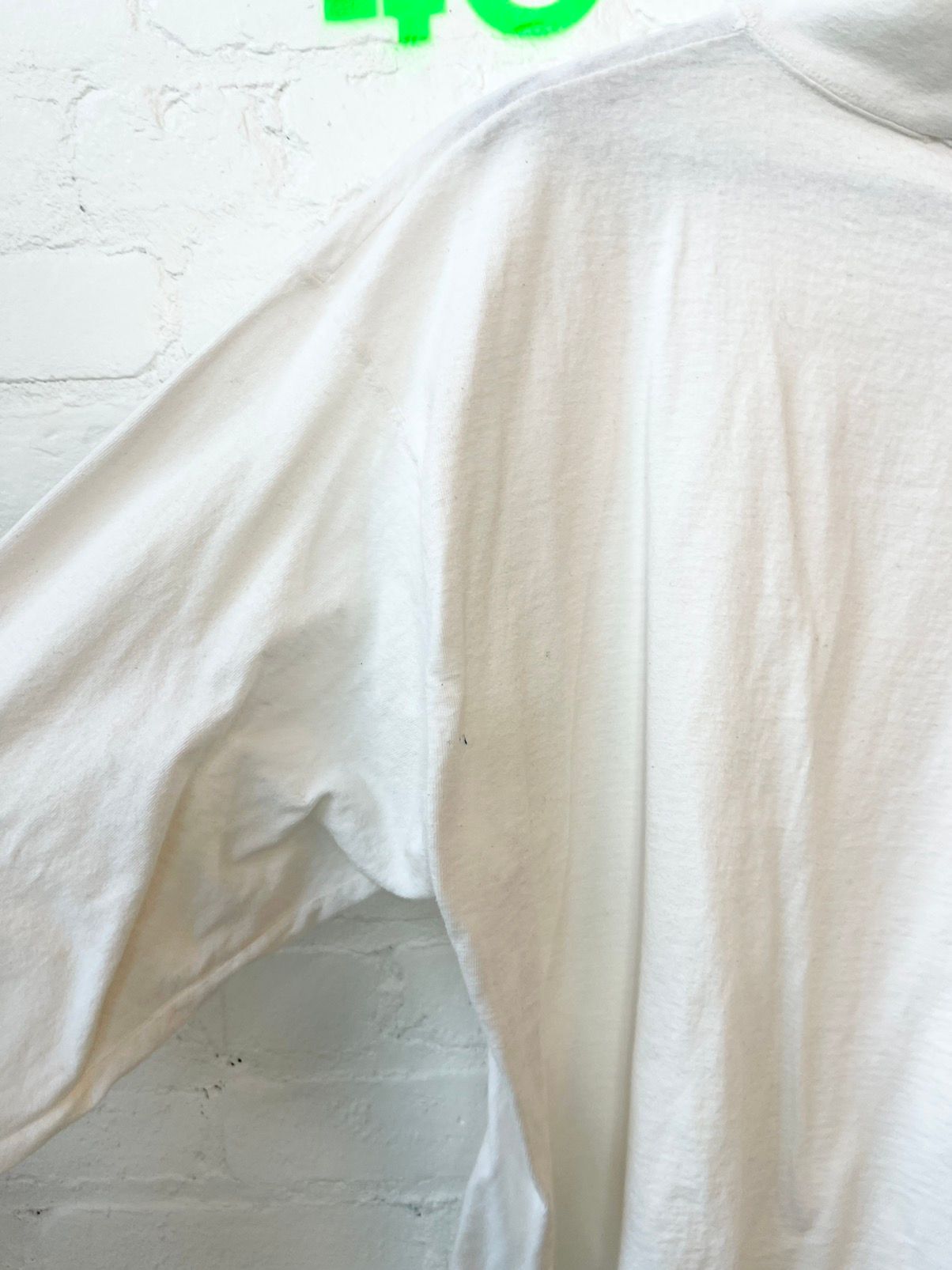 Vintage Blank White 1/2 Turtle Neck LongSleeve shirt M L