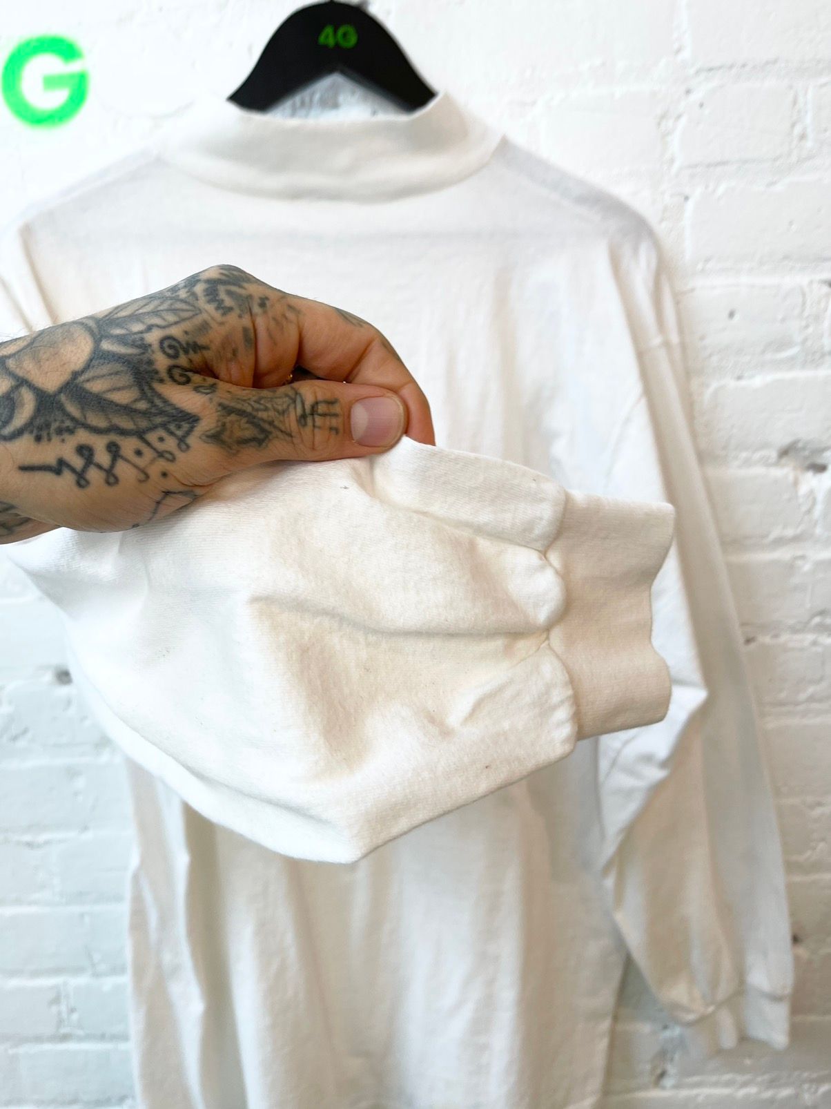Vintage Blank White 1/2 Turtle Neck LongSleeve shirt M L