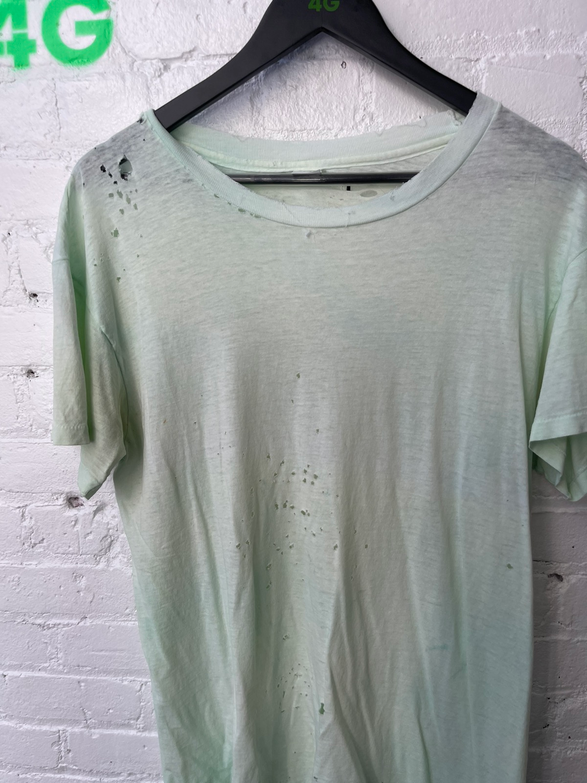 Vintage 90s THRASHED PAPER THIN LIME GREEN SHIRT 4Gseller