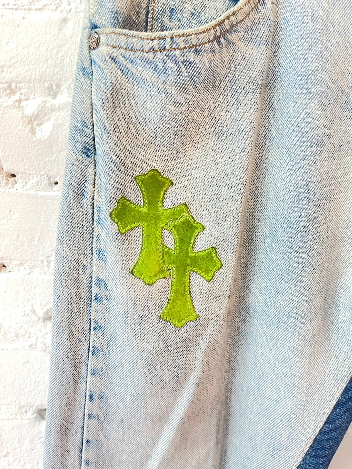 Chrome Hearts OFFSET PERSONAL LIME GREEN CROSS JEANS