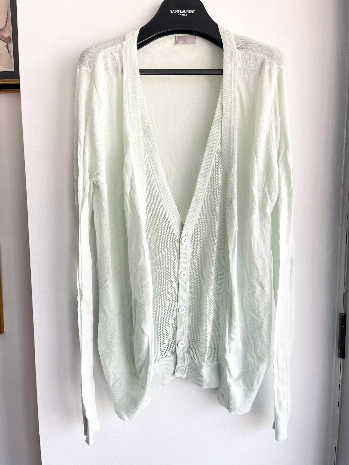 Dior Homme Mint Thin Mesh Double Layer Sweater Cardigan