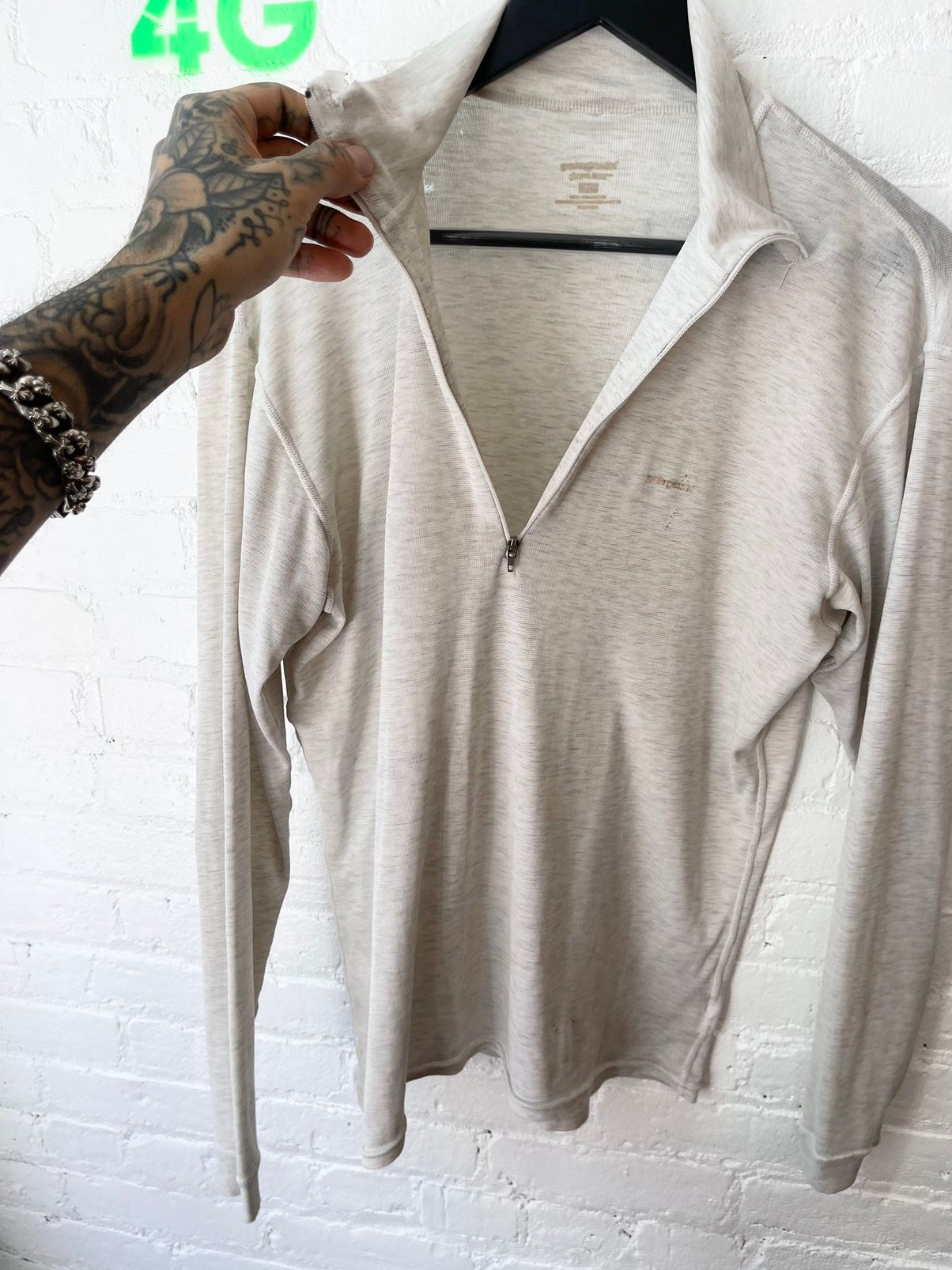 Vintage THRASHED paper thin zip up shirt 3/4 jacket