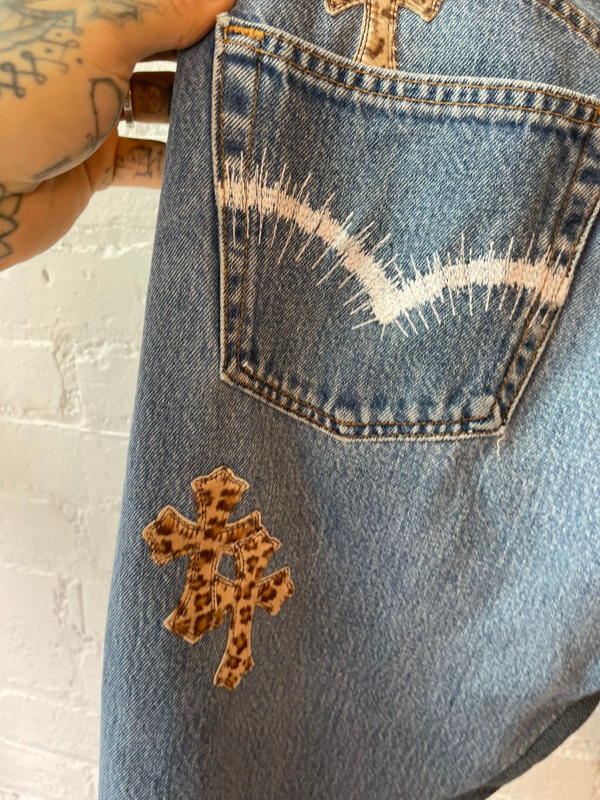 Chrome Hearts OFFSET PERSONAL LEOPARD Cross Jeans