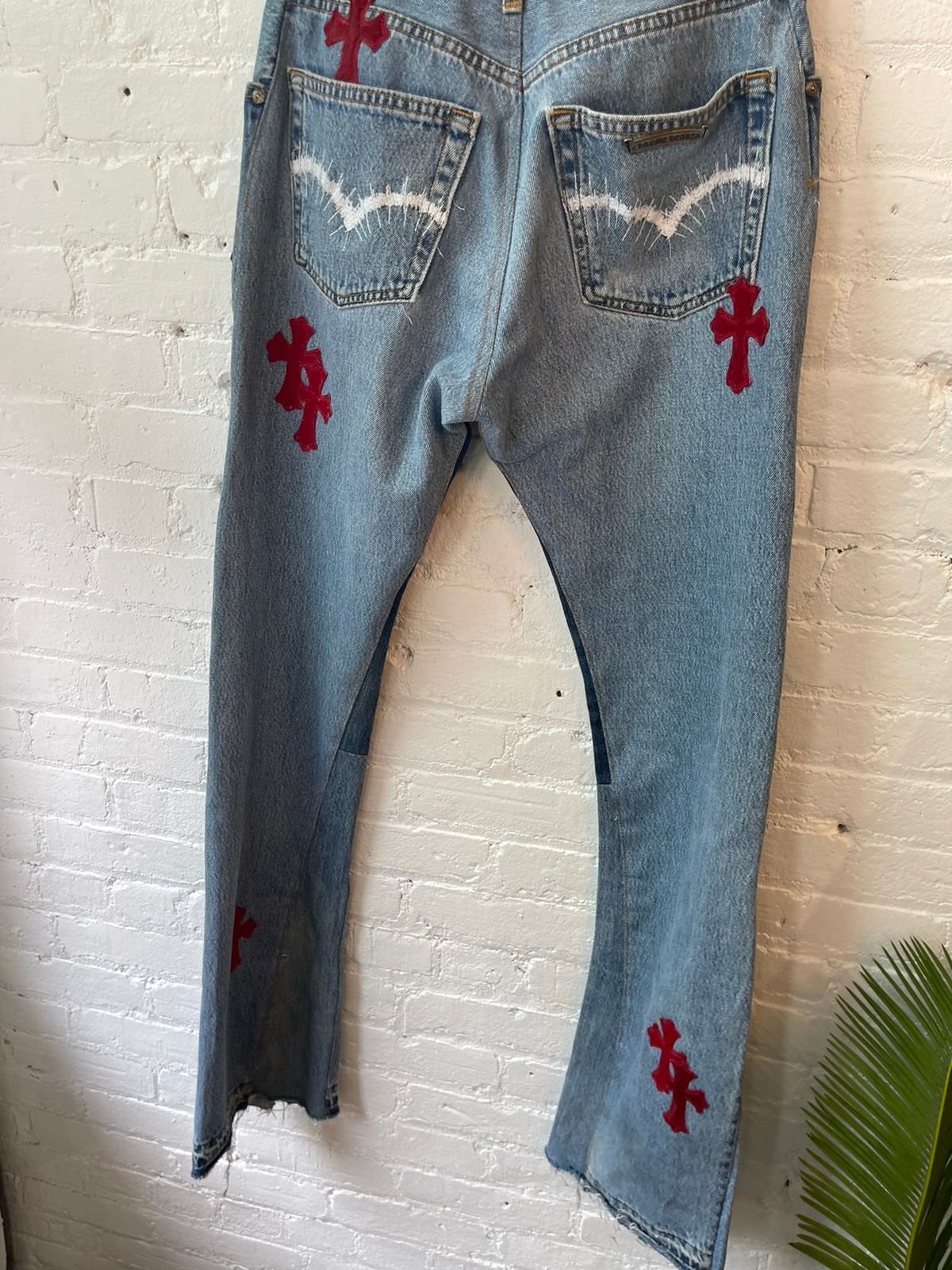 Chrome Hearts OFFSET PERSONAL PONY HAIR CROSS PATCH JEANS