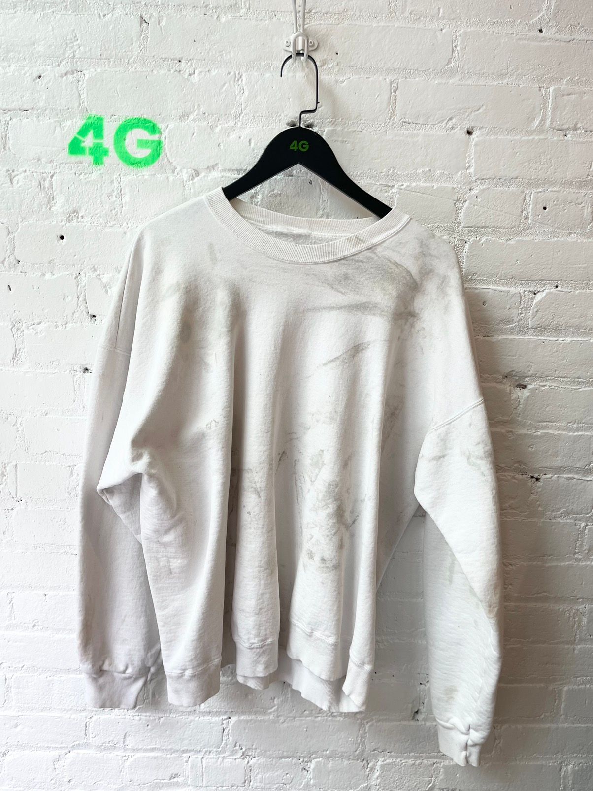 Vintage THRASHED WHITE BLANK Sweater Jumper Shirt M-XL