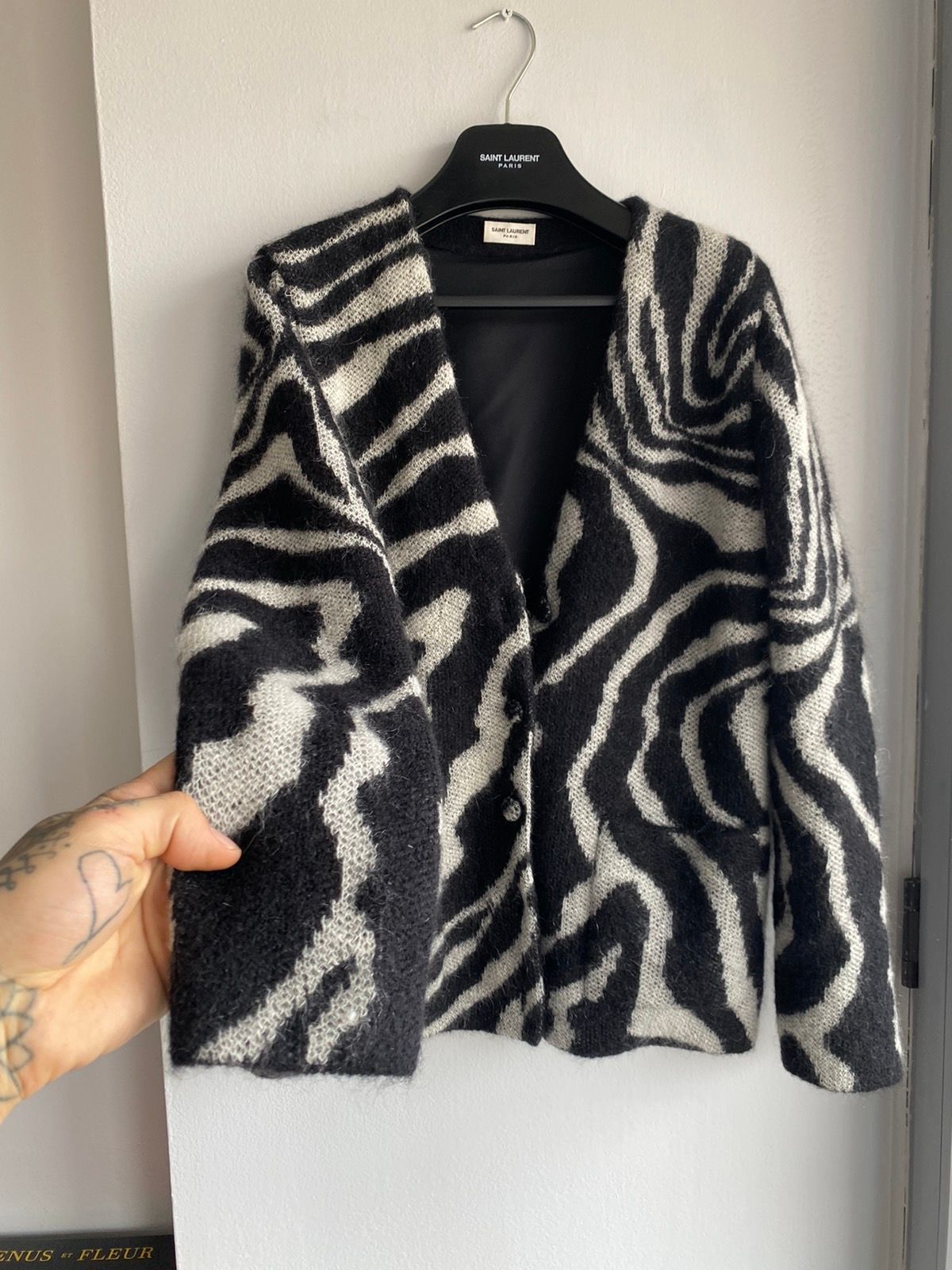 FW15 Hedi ZEBRA Mohair Cardigan Sweater XS S M $1900